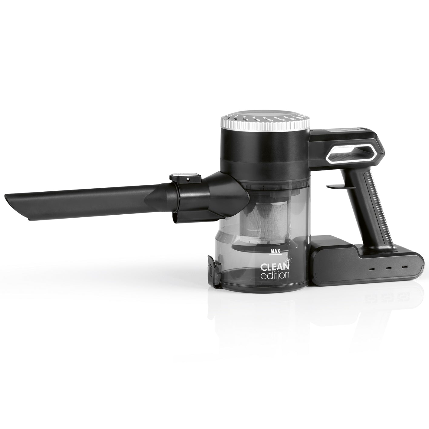 Akku-Zyklon-Staubsauger - schwarz/silber, kabellos mit 2 Saugstufen und 2-Filtersystem, 800 ml Staubbehälter, handlich und leistungsstark.