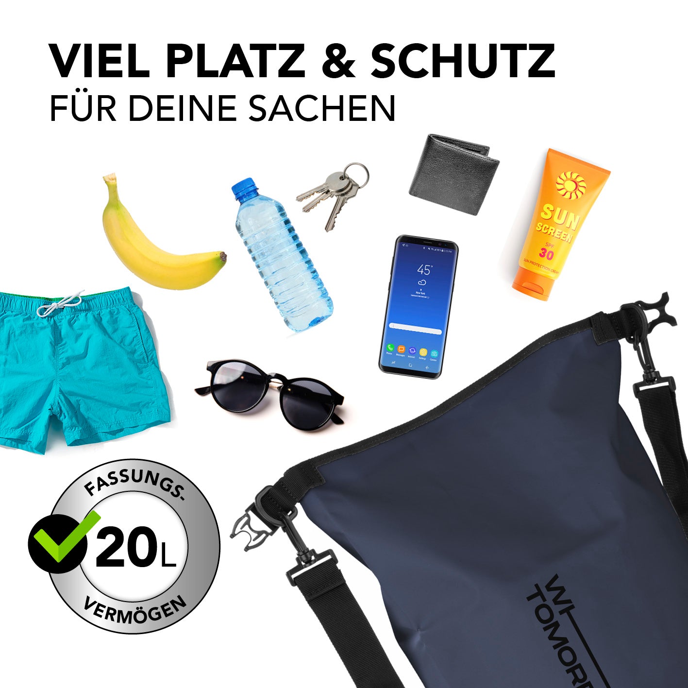 Dry Bag 20L - Style 02 - Dunkelblau