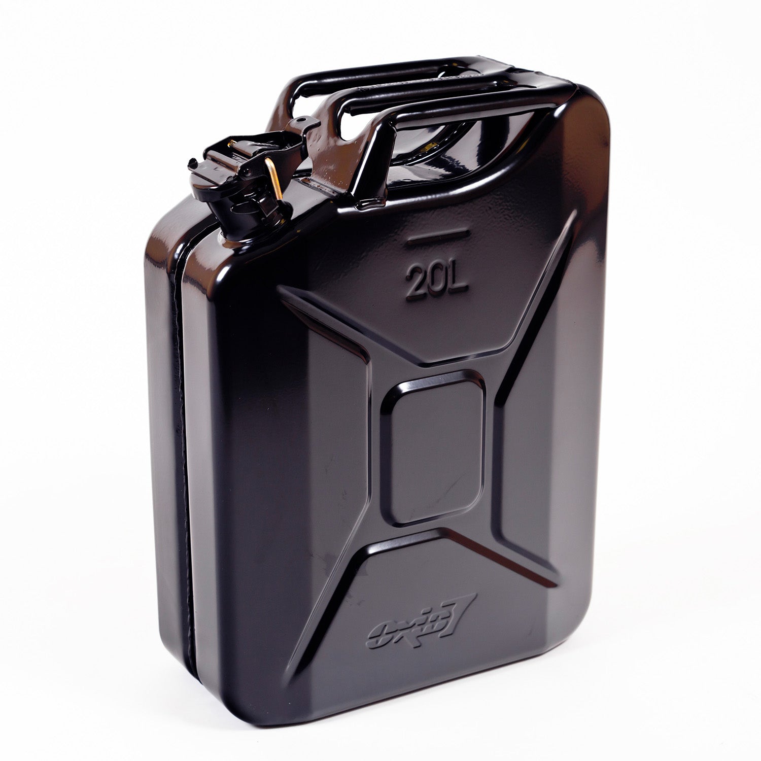 Metall Benzinkanister 20 Liter - Schwarz mit UN-Zulassung, pulverbeschichtetem Korrosionsschutz, ideal für Benzin- und Dieseltransport.