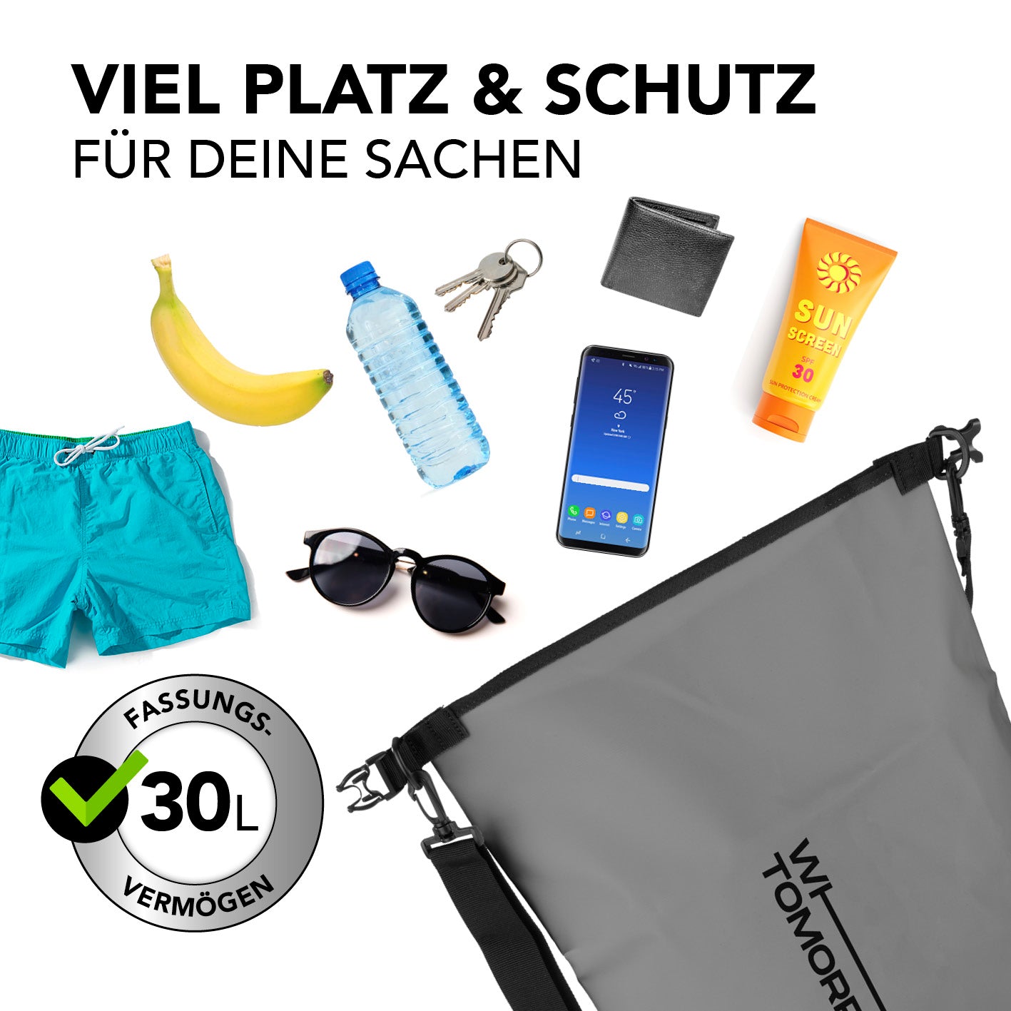 Dry Bag 30L - Style 02 - Grau