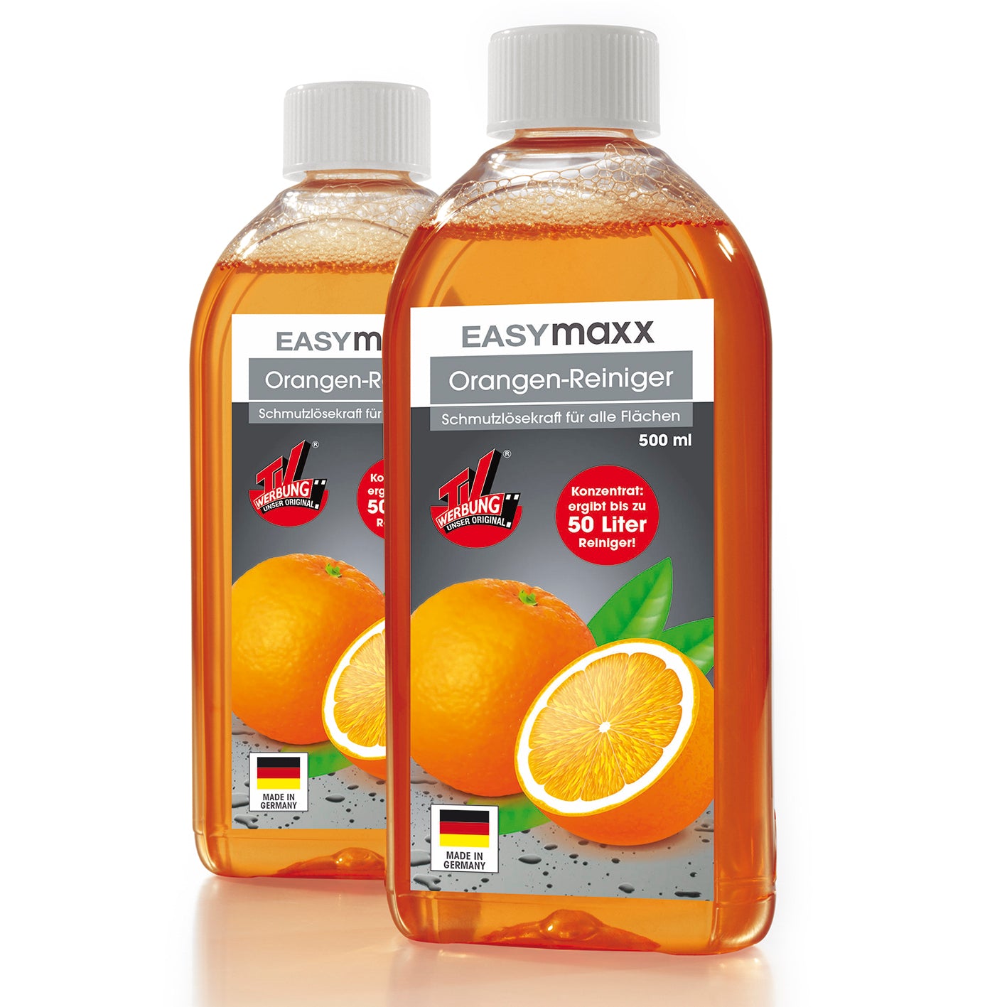 Orangenreiniger 3tlg. mit starker Fettlösekraft, universell einsetzbar für Holz, Keramik, Textilien und mehr, 500 ml Flaschen.