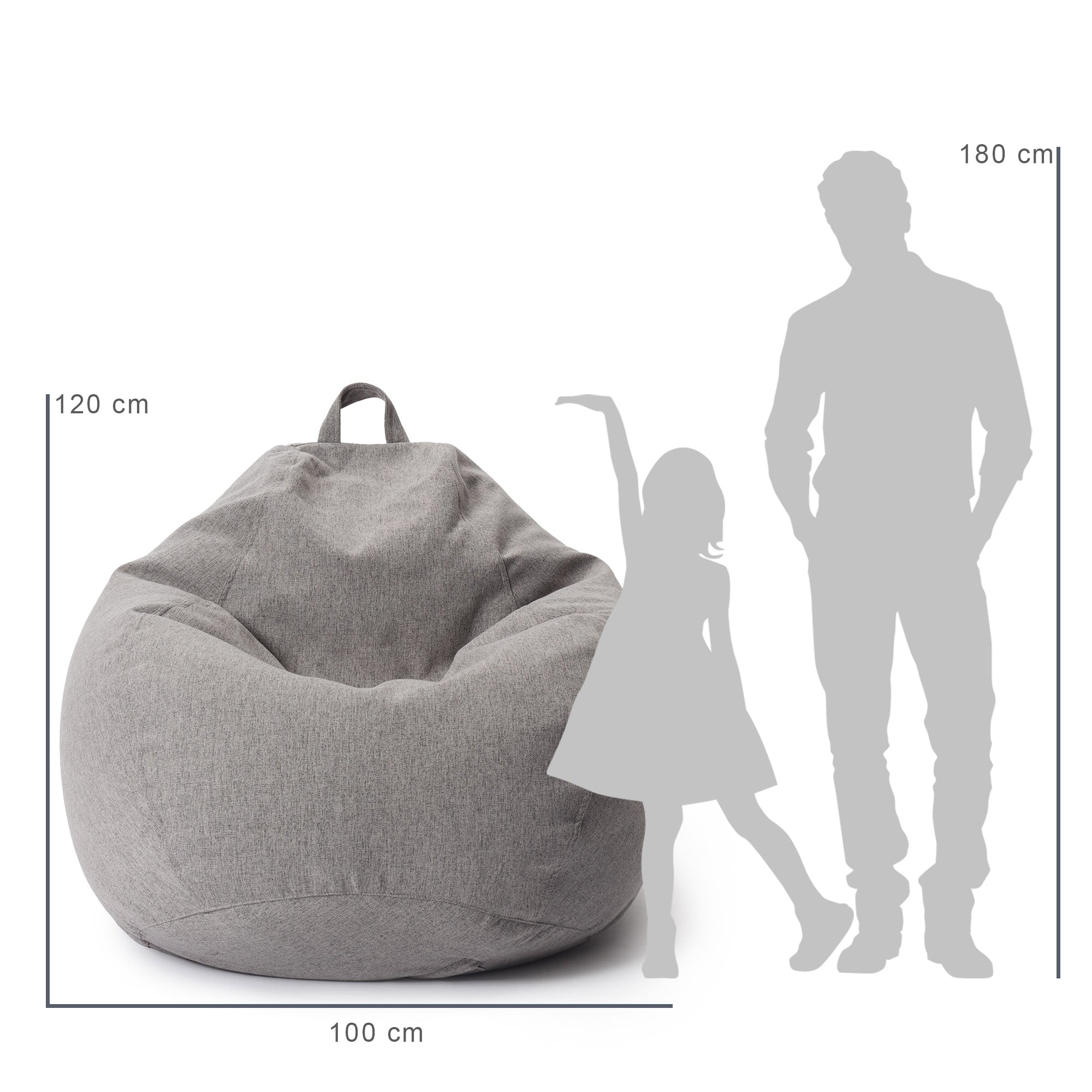Comfort Line Sitzsack XXL (315 L) in Hellgrau, großes Indoor-Beanbag mit hochwertiger EPS-Perlen-Füllung, flexibel und bequem.