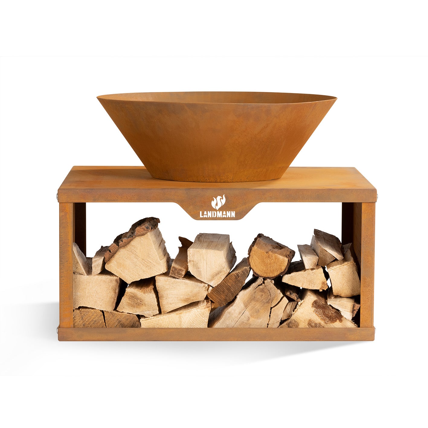 Feuerschale mit Holzlager - 60 x 50 x 54 cm