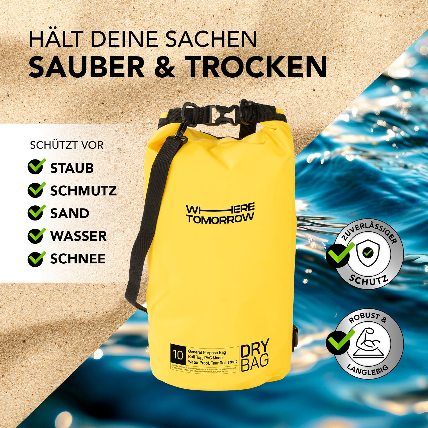 Dry Bag 10L - Style 01 - Gelb