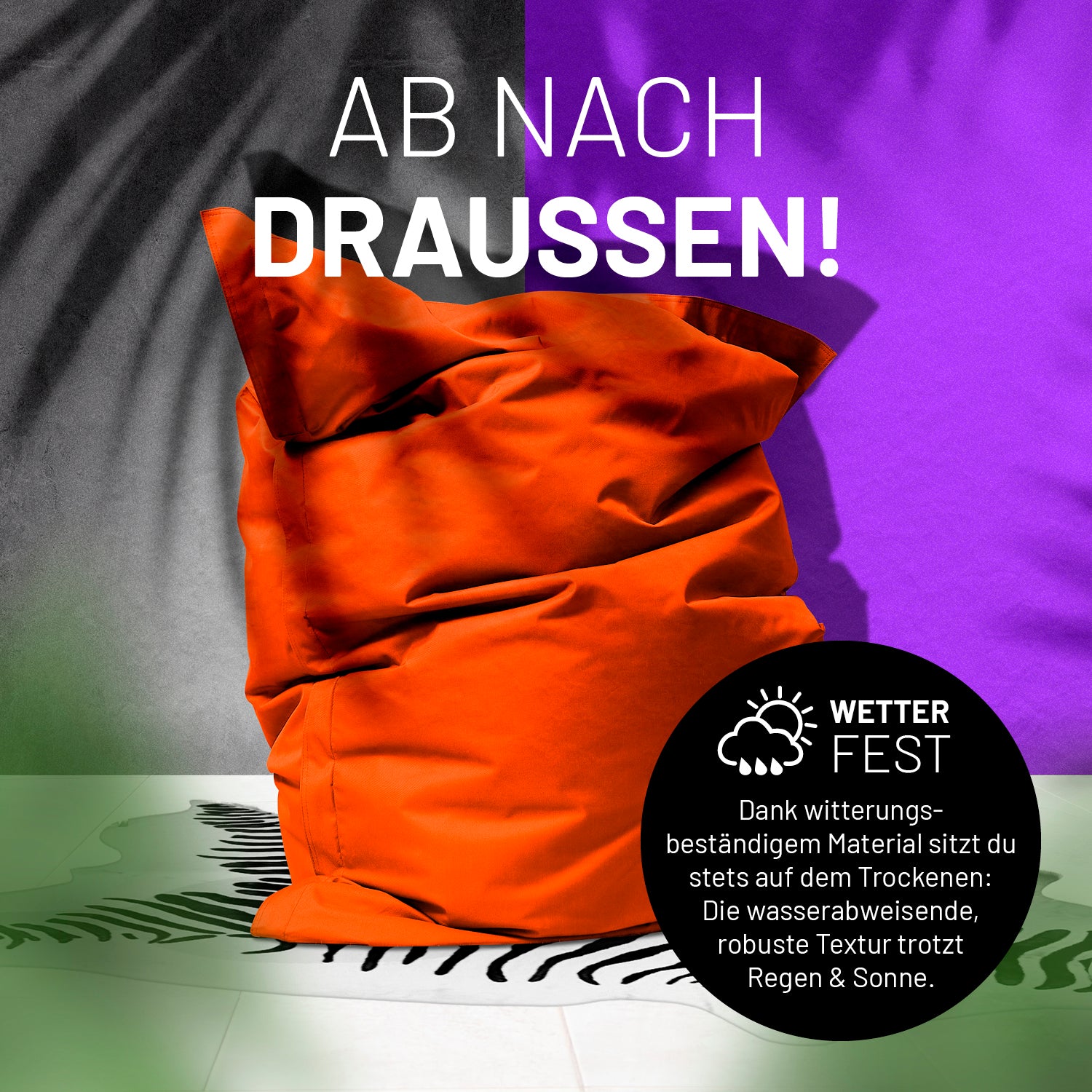 Sitzsack Classic XXL (380 L) in Orange, wetterfest, robust, für drinnen & draußen, pflegeleicht mit verdecktem Reißverschluss.