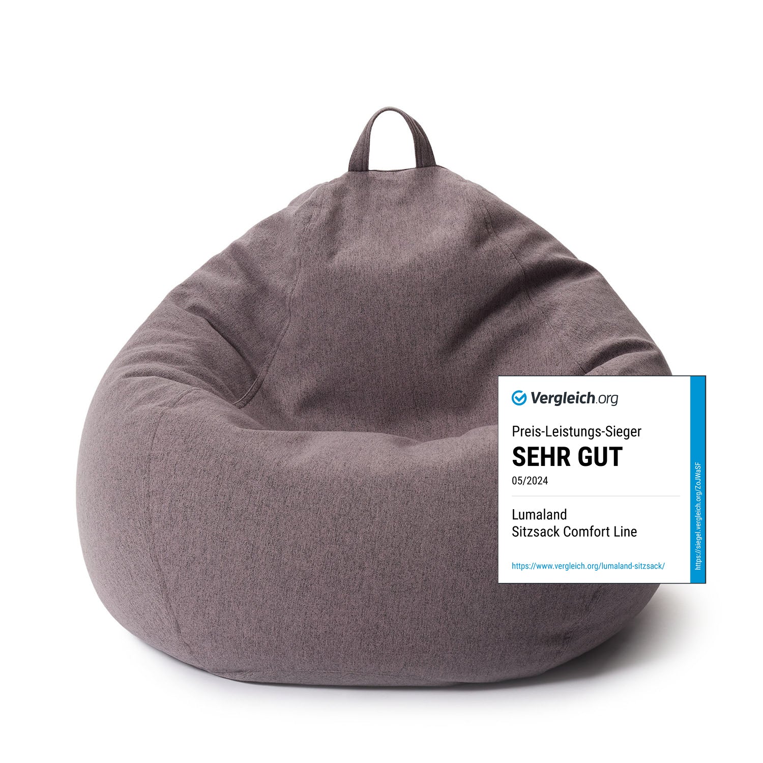 Comfort Line Sitzsack XL (250 L) Dunkelgrau, indoor, formstabil, weich, hochwertige EPS-Füllung, waschbarer Bezug, ergonomisch für Kinder und Erwachsene.