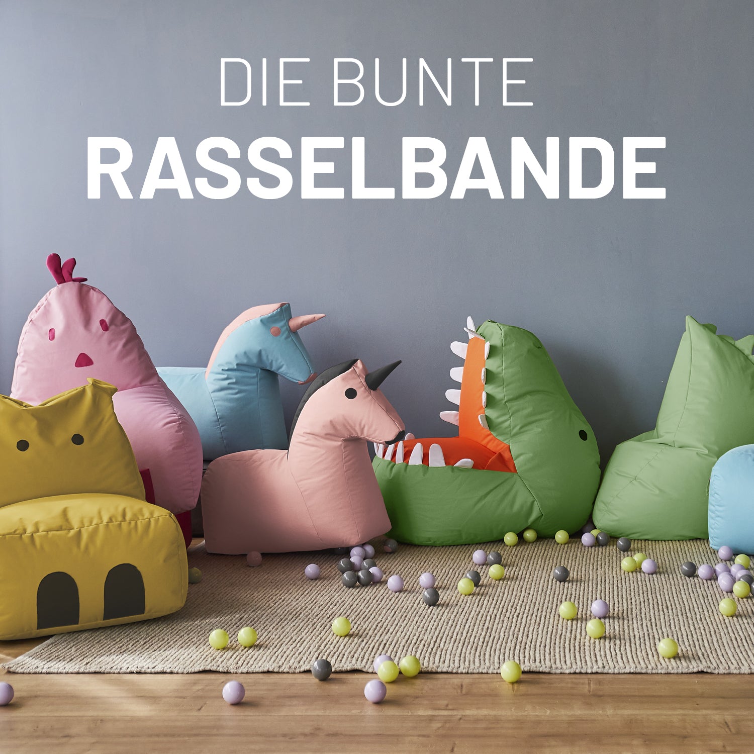 Kindersitzsack-Set "Dino" (2-tlg.) in Pastell Grün, wasserabweisend, weich gefüllt, ideal für drinnen und draußen als Sitz- und Spielplatz.