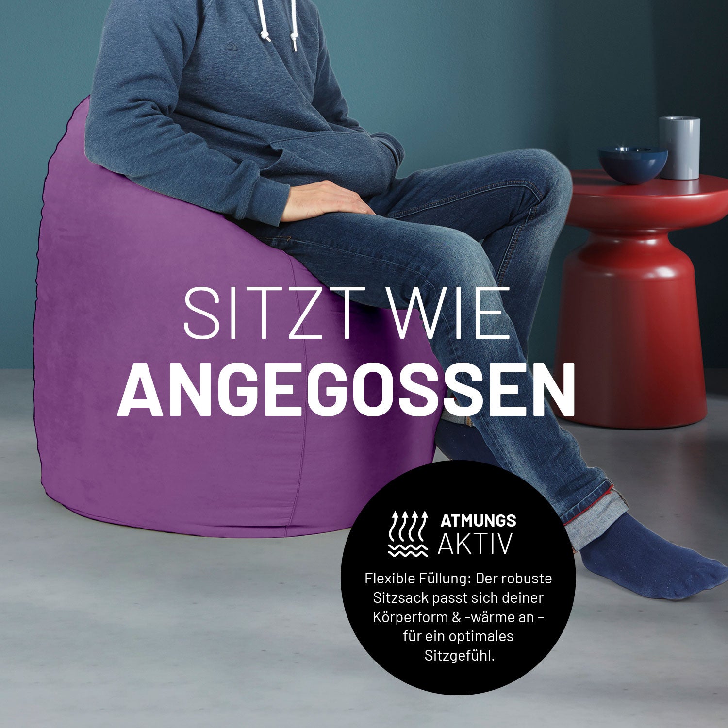 Luxury XL Sitzsack (120 L) - indoor - Lila