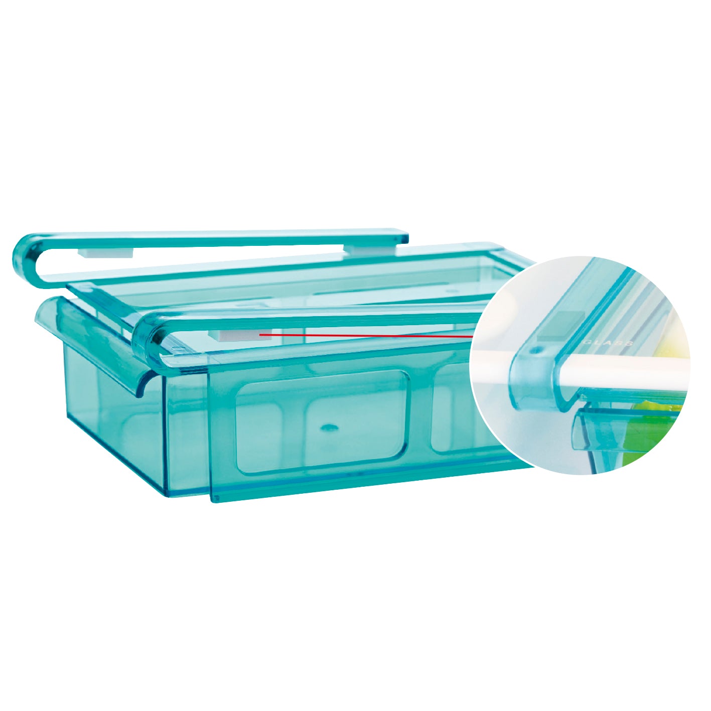 Klemm-Schublade für Kühlschrank - 3er-Set transparent/blau mit praktischem Klemmmechanismus und einfacher Anbringung für Kühlschränke.