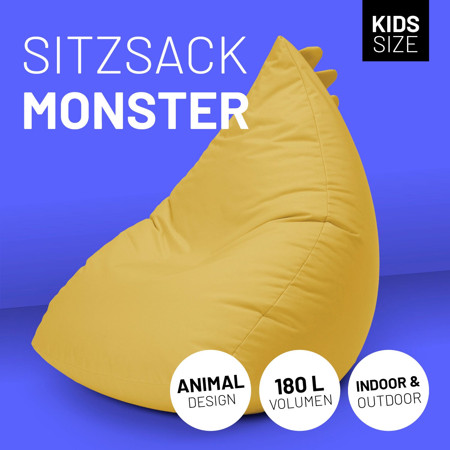 Kindersitzsack Animal Line Monster (180 L) - indoor & outdoor - Senfgelb