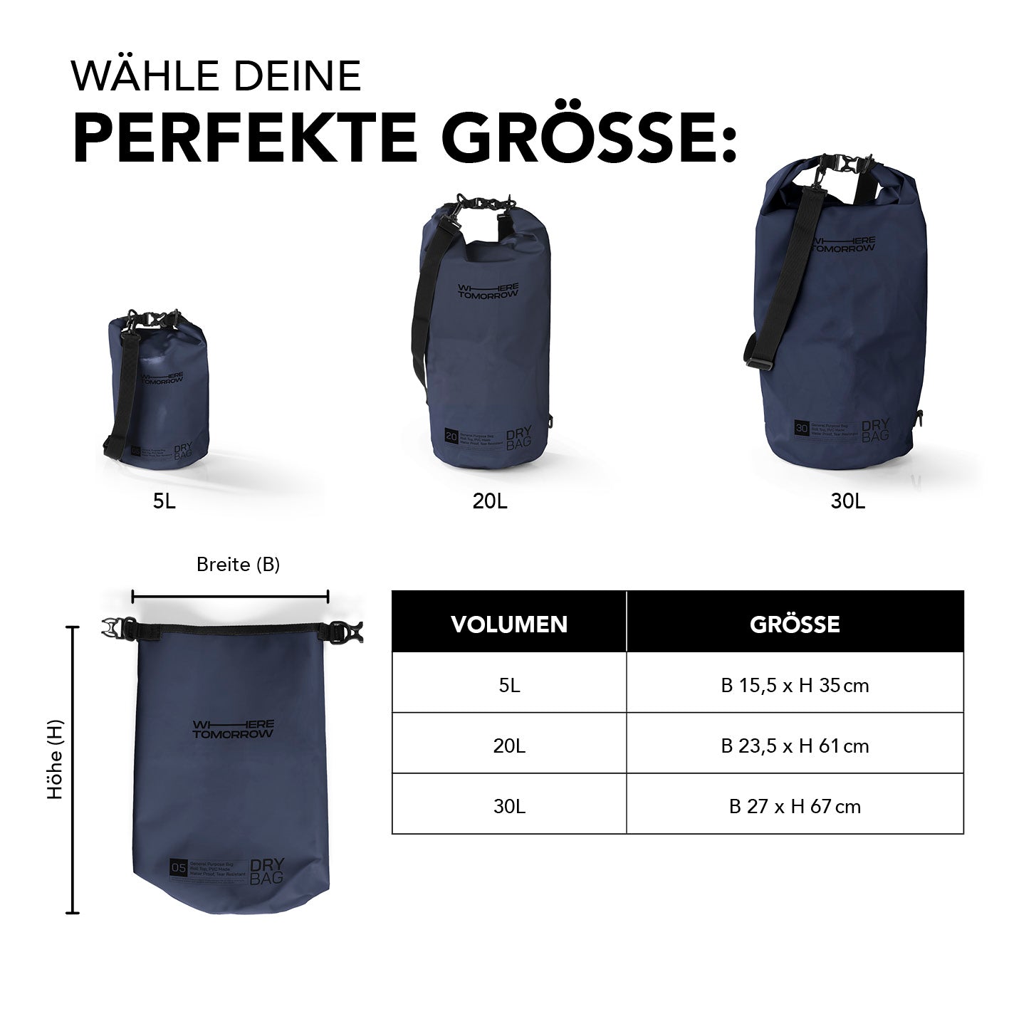 Dry Bag 20L - Style 01 - Dunkelblau