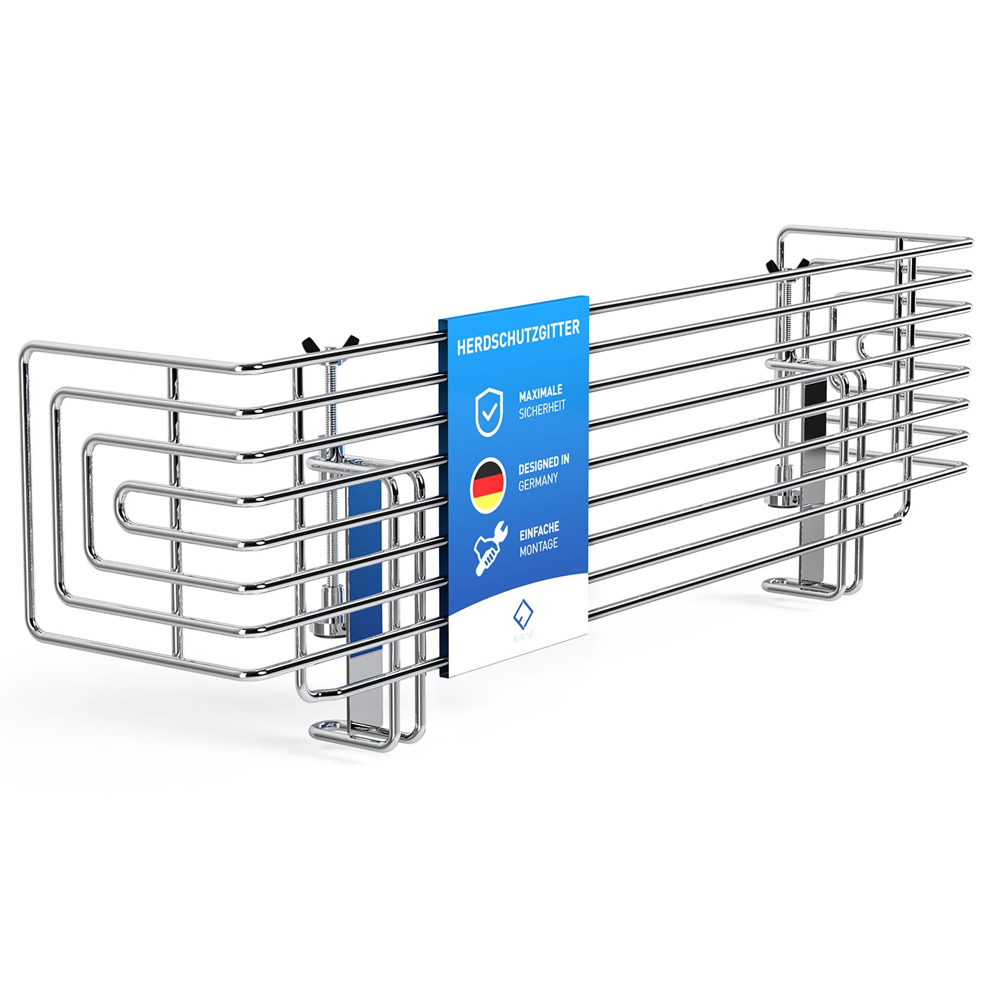 Herdschutzgitter Happy Kid aus Metall mit engem Stababstand, einfache Montage und maximaler Schutz für Kinder an fast allen Herden.