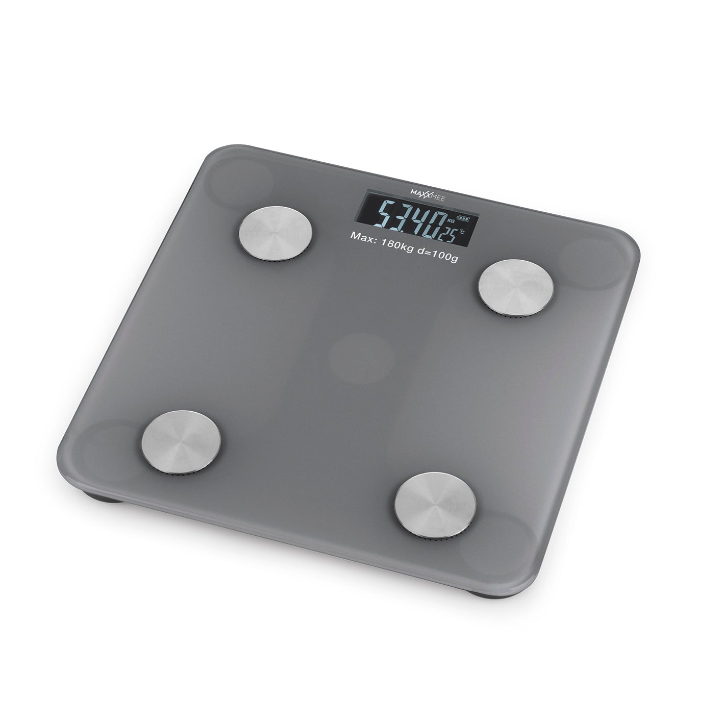 Personen-Waage Körperanalyse mit Bluetooth & App - graue digitale Waage zur Messung von Gewicht, Körperfett, Wasser- und Muskelanteil.