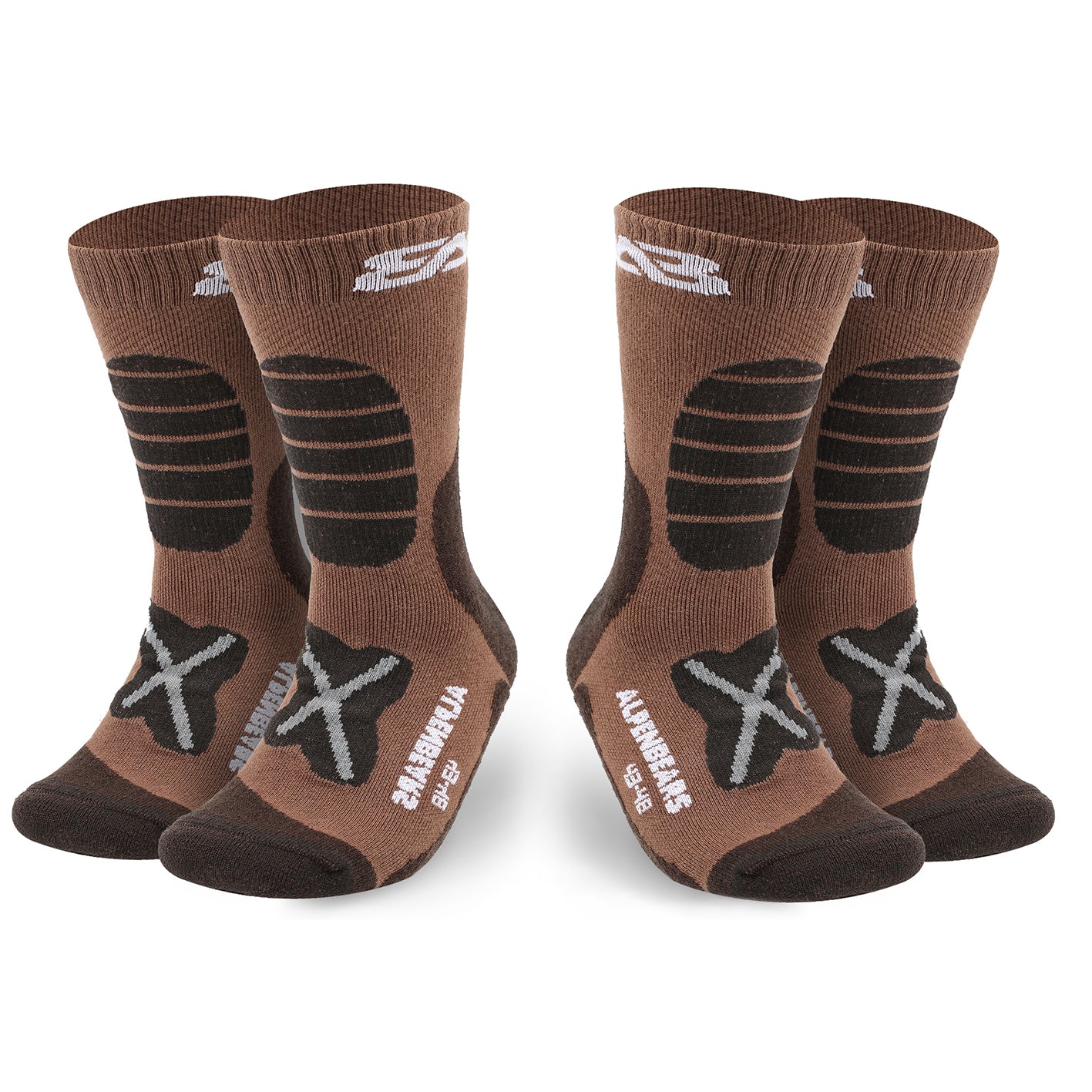 Wandersocken Merino Wolle - 2er-Set - Braun - Braun - Größe 43-48