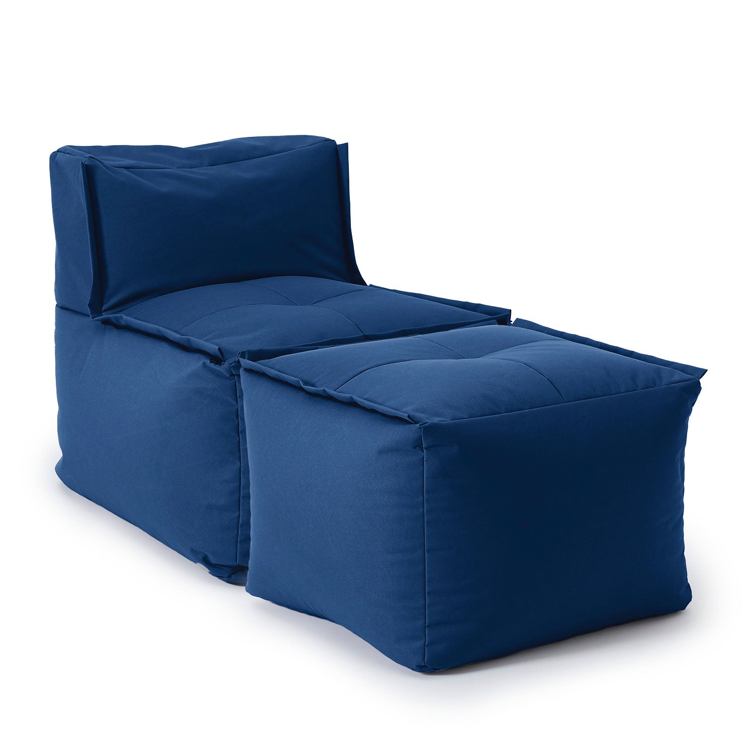 Modulares Lounge Set (2-tlg.) Navyblau mit Mix-&-Fix-Reißverschluss, EPS-Perlenfüllung und pflegeleichtem, abwischbarem Bezug.