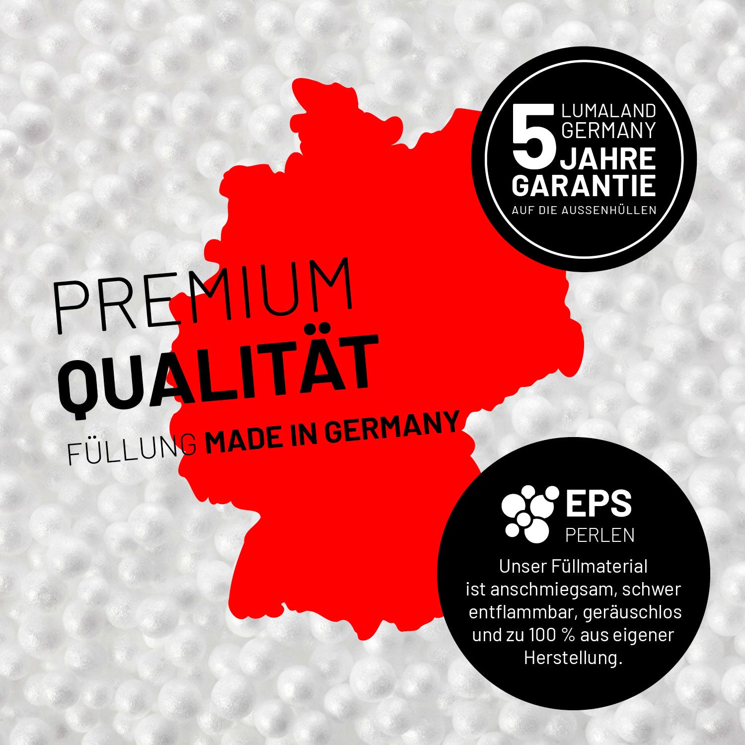 Luxury XL Sitzsack (120 L) - indoor - Dunkelblau mit Premium-Qualität Füllung, 5 Jahre Garantie, Made in Germany, EPS Perlenfüllung.