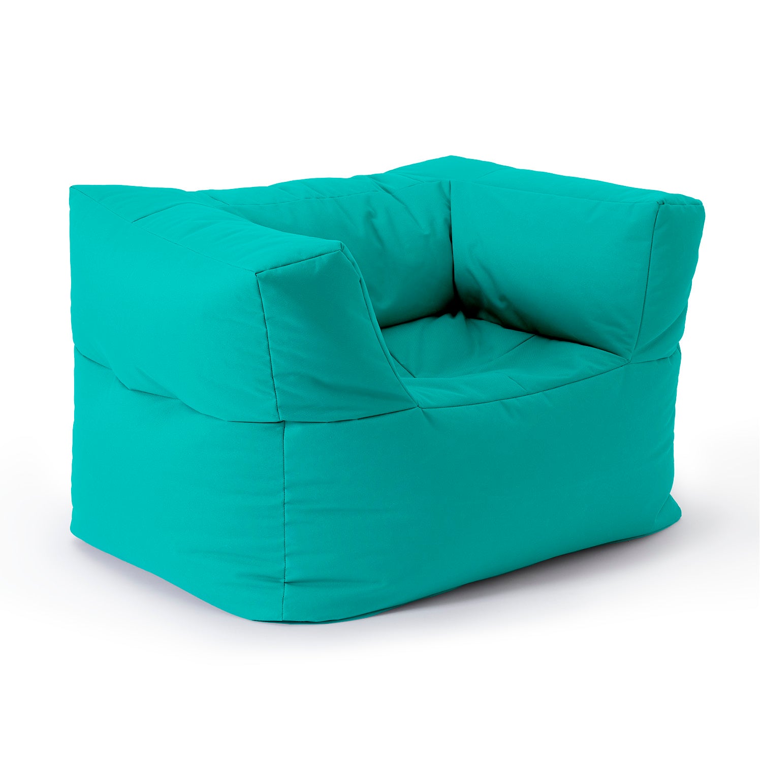 Sitzsack-Sofa Sessel (400 L) in Türkis, modular, bequem, indoor & outdoor, pflegeleicht mit verdecktem Reißverschluss.