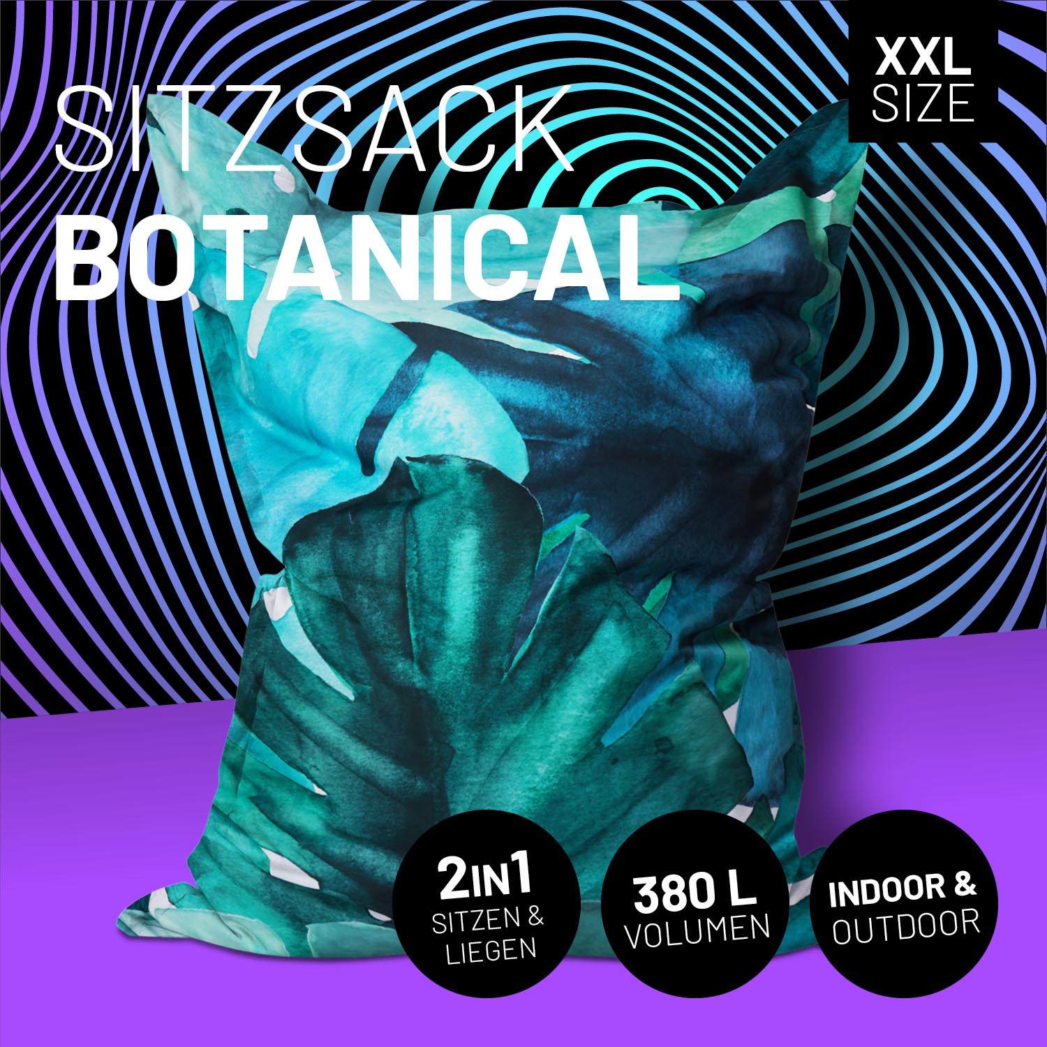 Sitzsack Classic XXL (380 L) Special Edition Botanical, multifunktional, indoor & outdoor, 2in1 sitzen und liegen, 380 L Volumen, langlebig.