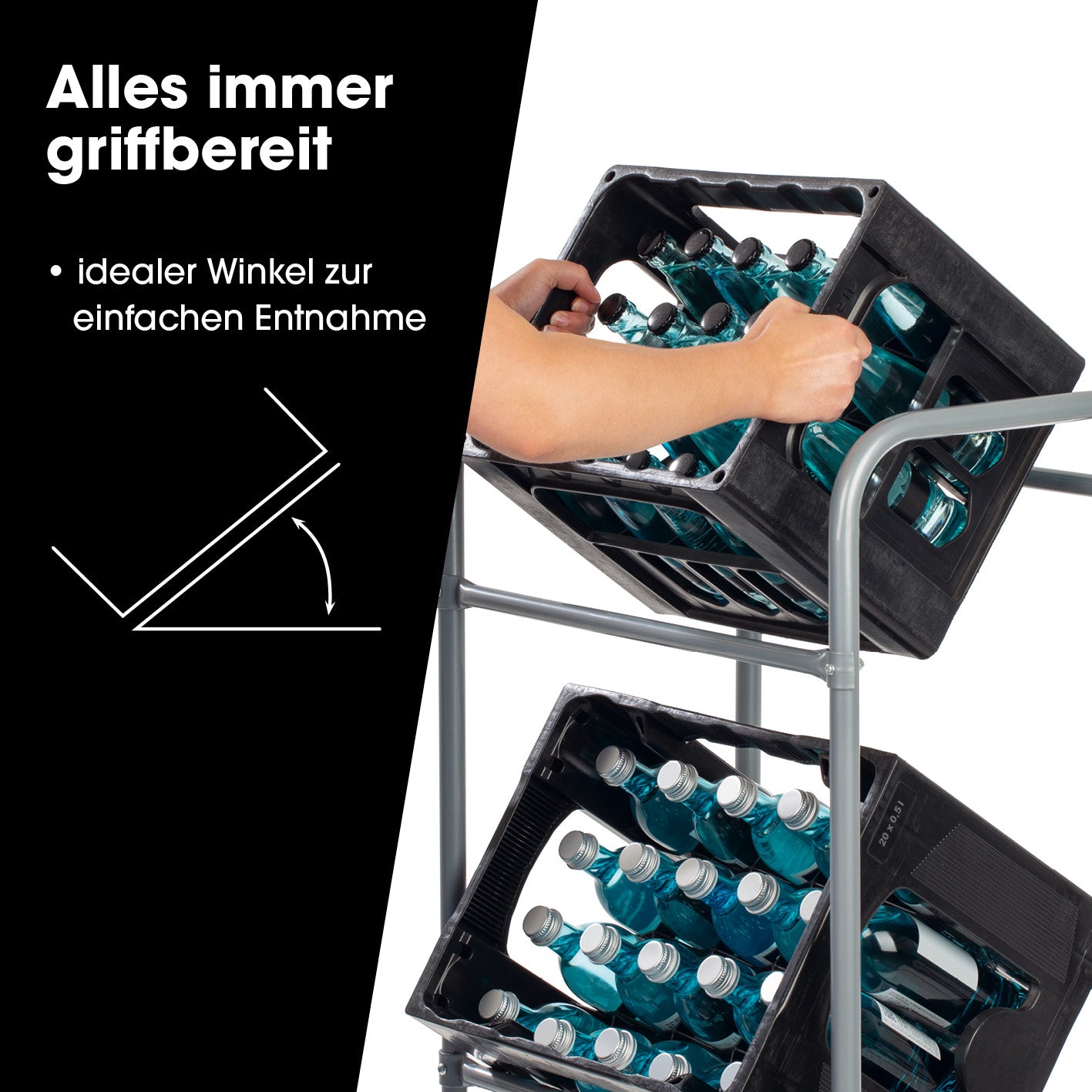 Getränkekistenregal aus Metall für 3 Kästen 2er-Set