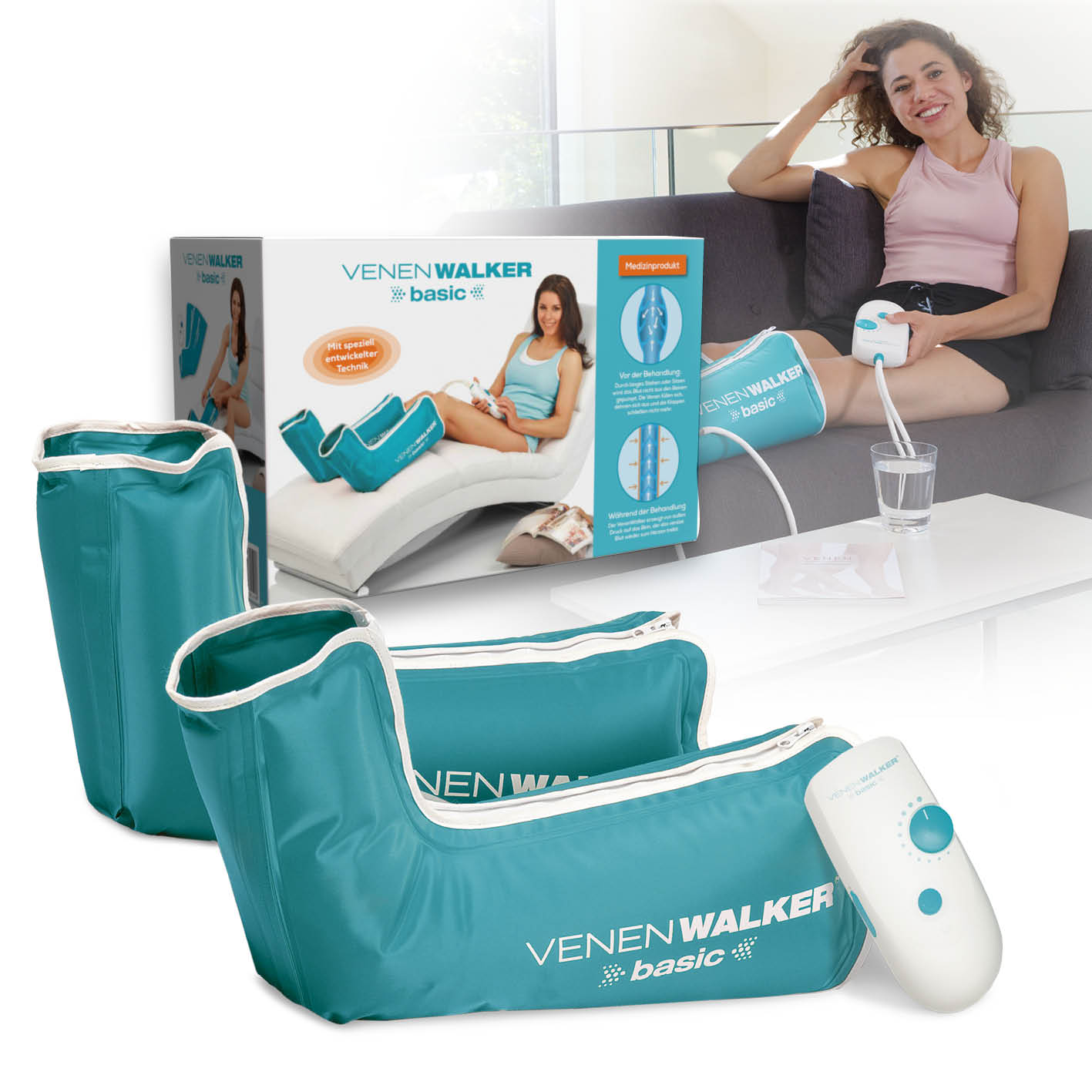 Therapiegerät VenenWalker Basic - Medizinprodukt zur Behandlung von venösen Beschwerden mit innovativer Wechseldrucktechnik.