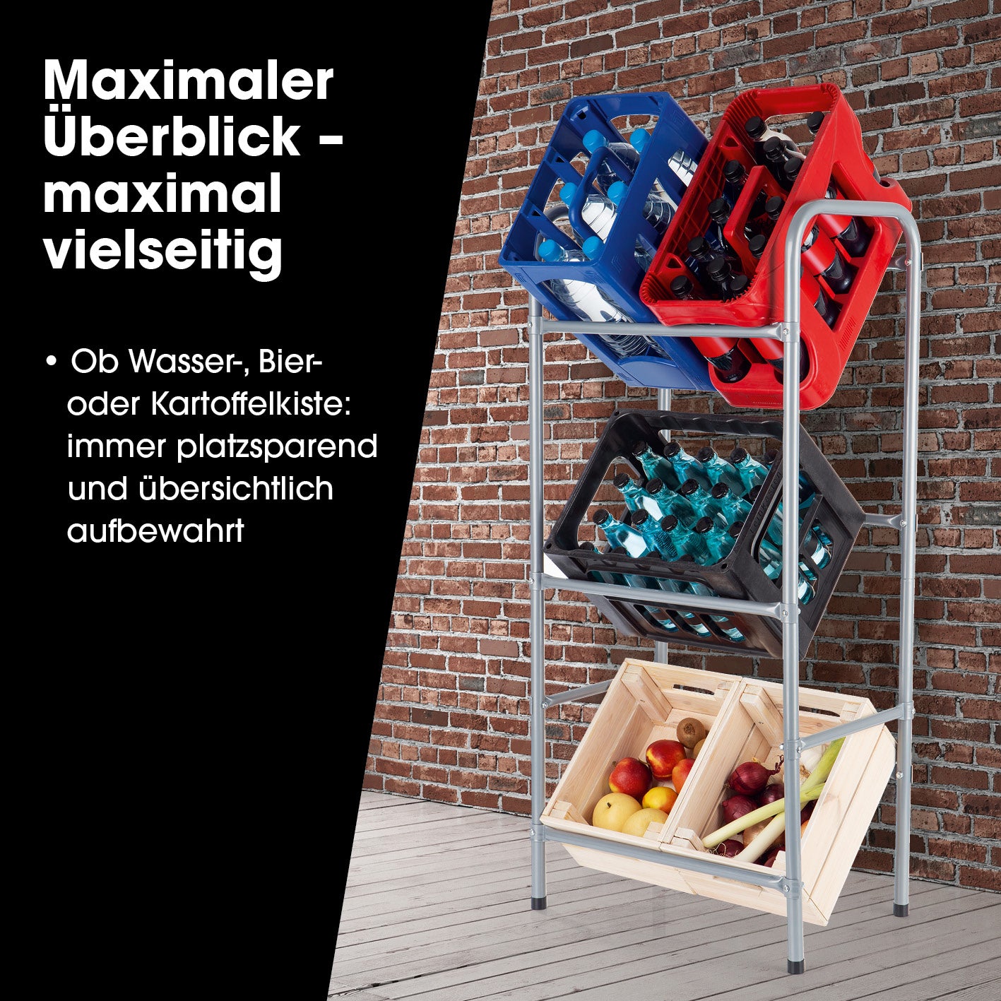Getränkekistenregal aus Metall für 3 Kästen 2er-Set