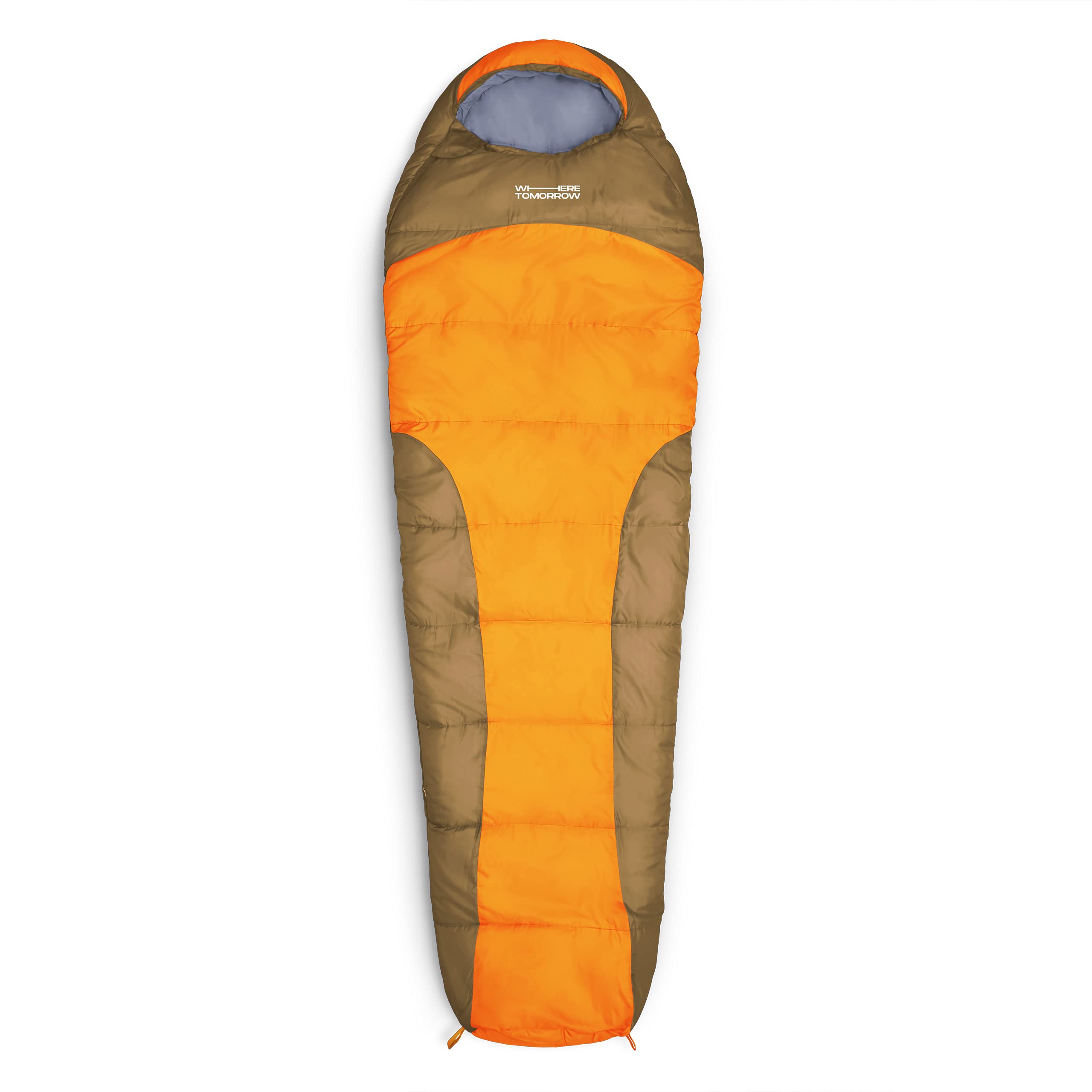 Camping Schlafsack Classic - Mumienschlafsack mit Tasche - 230 x 80 x 55 cm - Orange