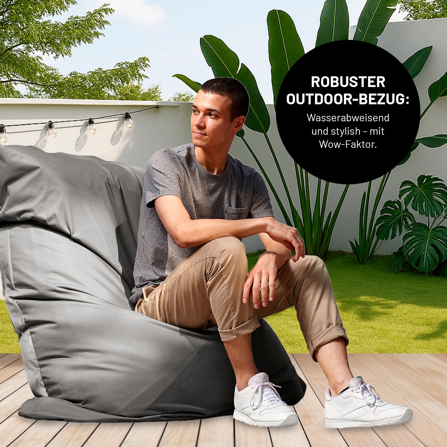 Sitzsack Classic XXL All-in-One Set - 380 L - 140 x 180 cm - Grau