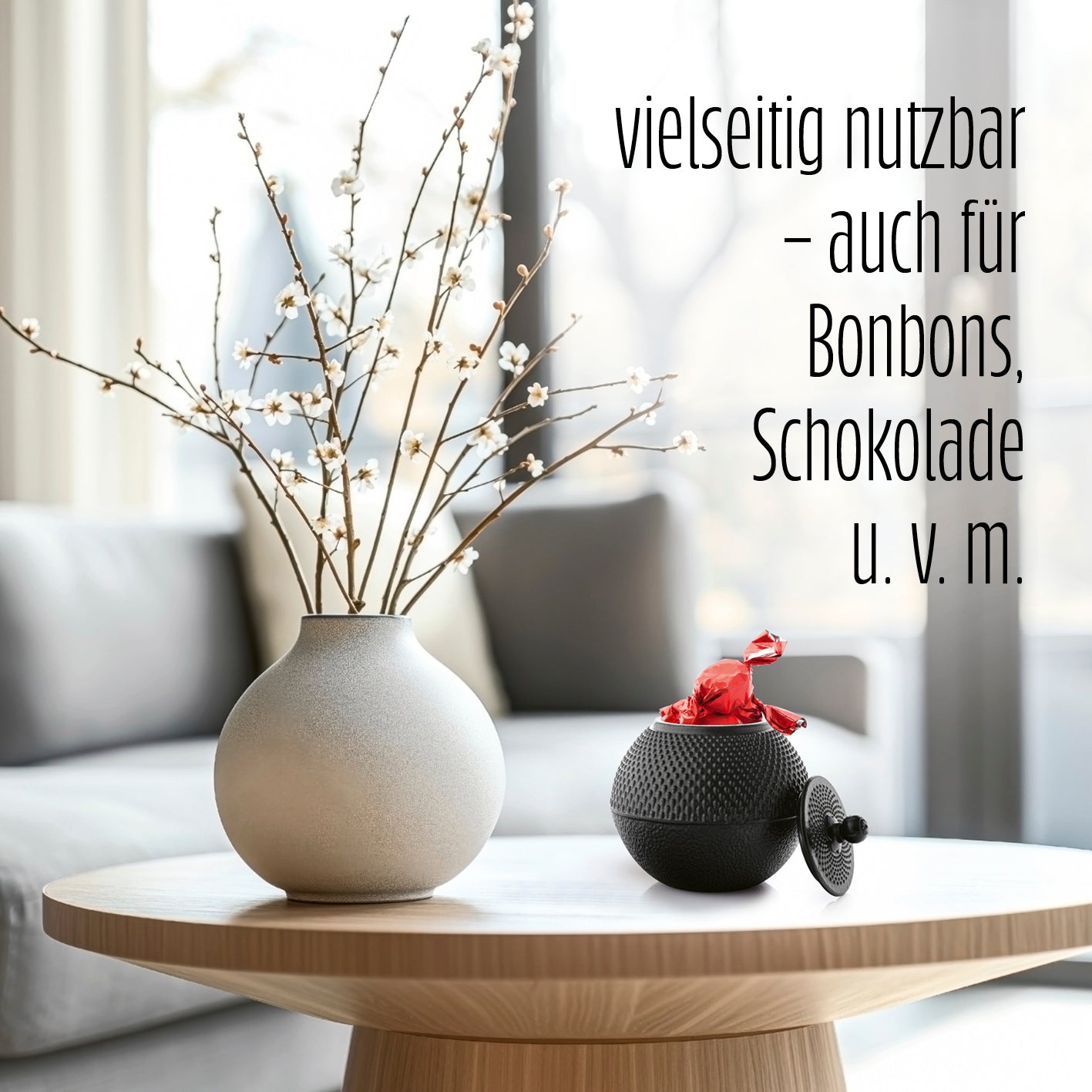 Teedose aus Gusseisen - Aufbewahrungsbox für Tee - 750 ml - Schwarz