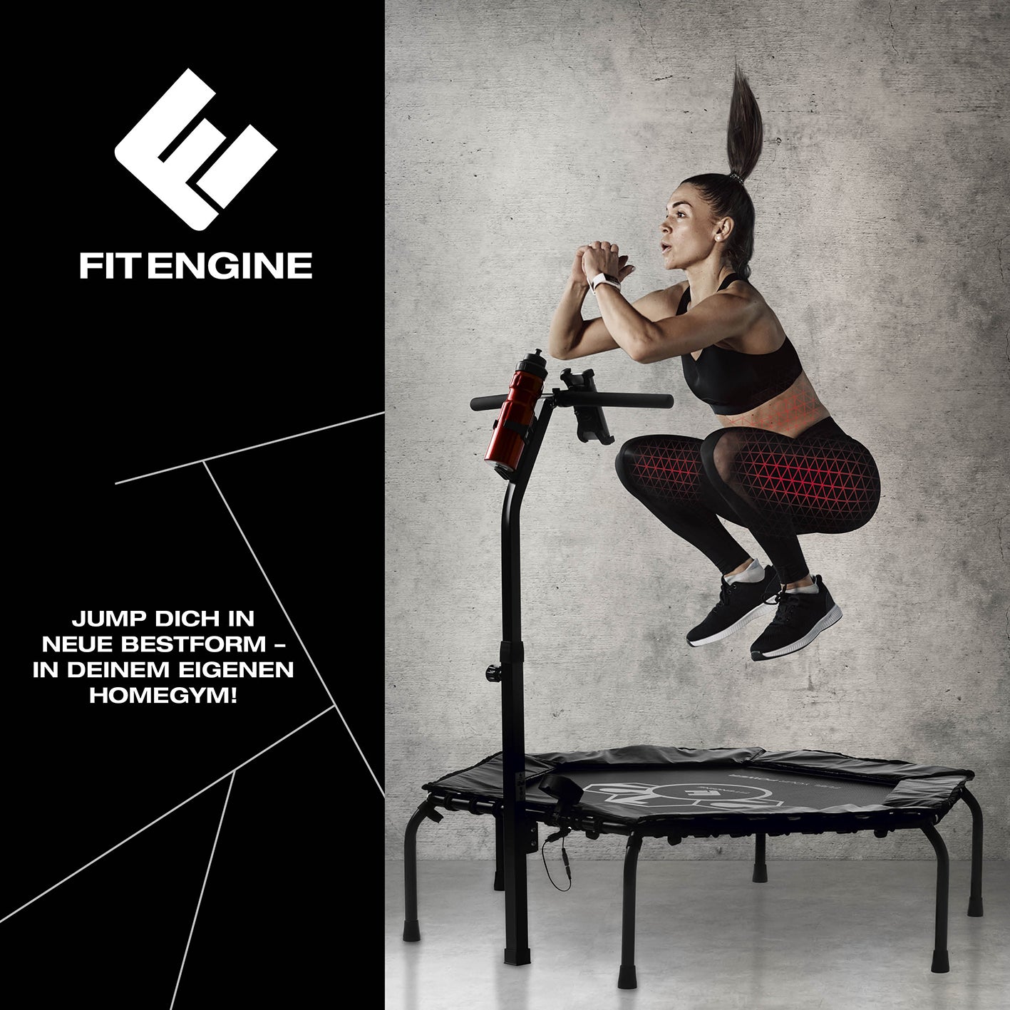 Fitness-Trampolin Smart - 5-fach höhenverstellbarer Haltegriff