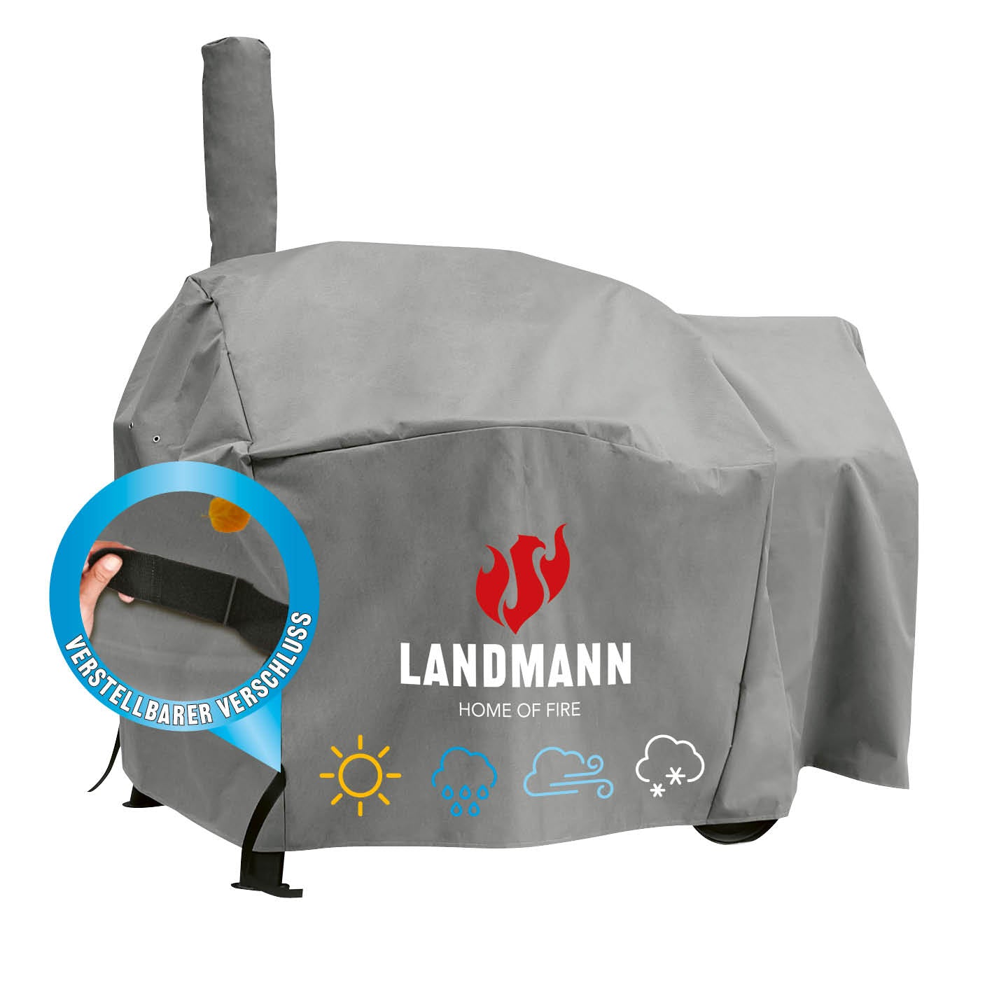 Premium Wetterschutzhaube - 93 x 147 x 125 cm - Grau aus robustem Polyester, wasserdicht und wetterbeständig für Grillschutz.