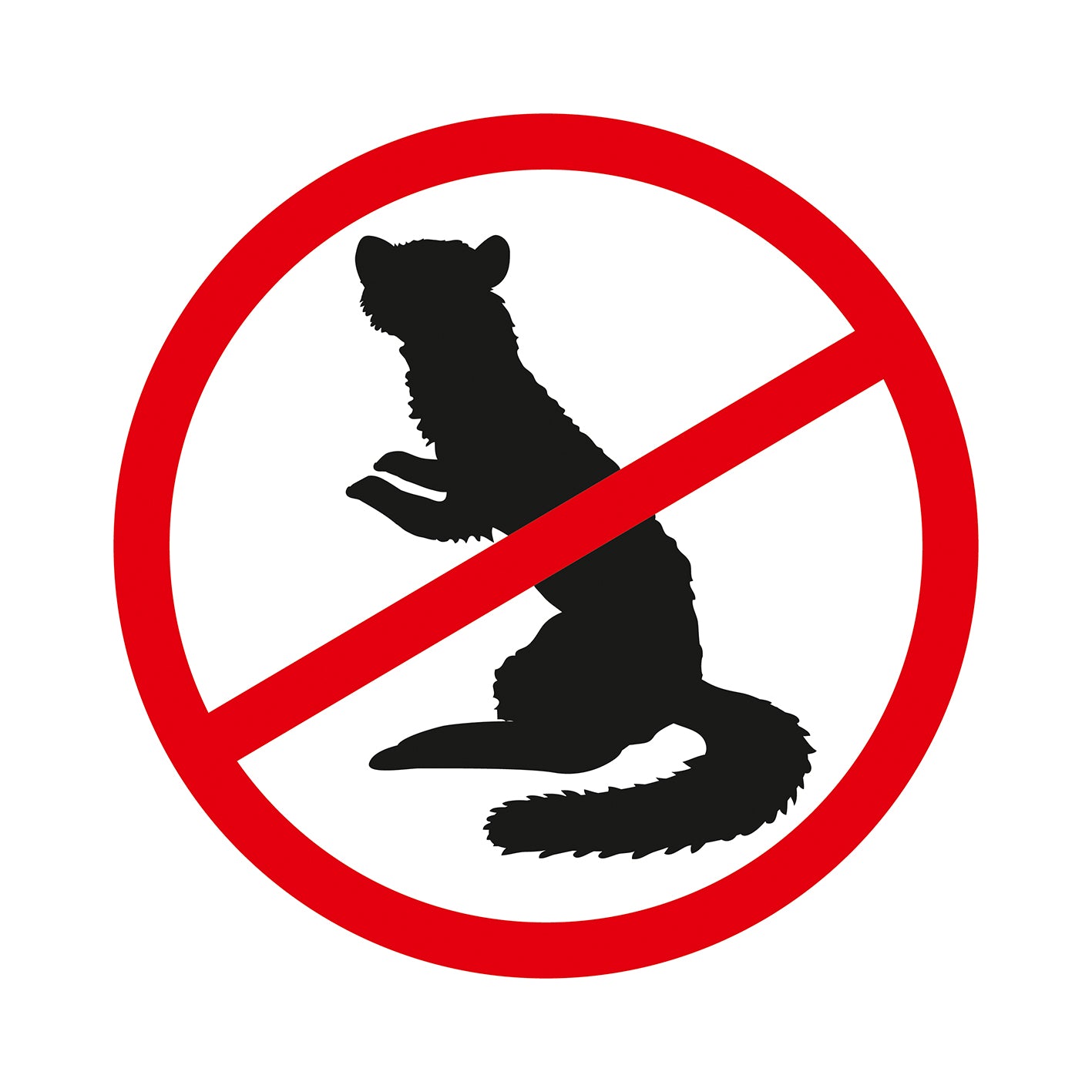 Mardervergrämung Haus - 4er-Set Warnhinweis mit durchgestrichenem Mardersymbol gegen Marder im Haus.