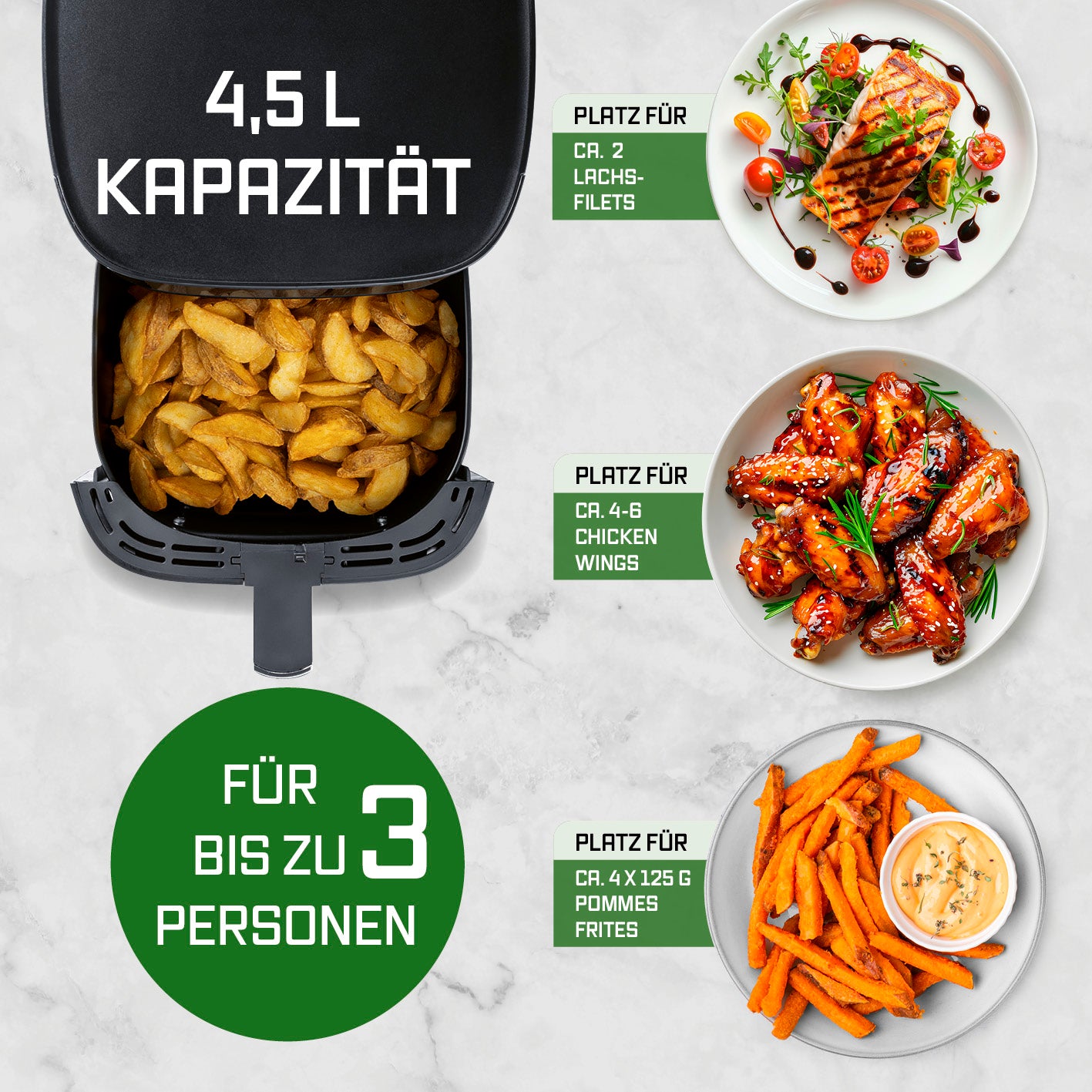 Heißluftfritteuse - 4,5 Liter