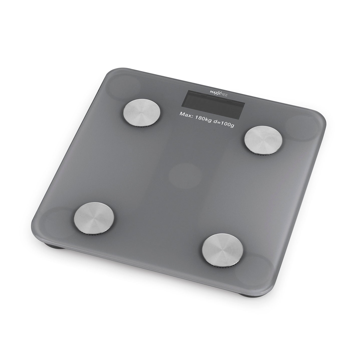 Personen-Waage Körperanalyse mit Bluetooth & App - digitale Körperfett- und Gewichtsanalyse in modernem grauen Design.