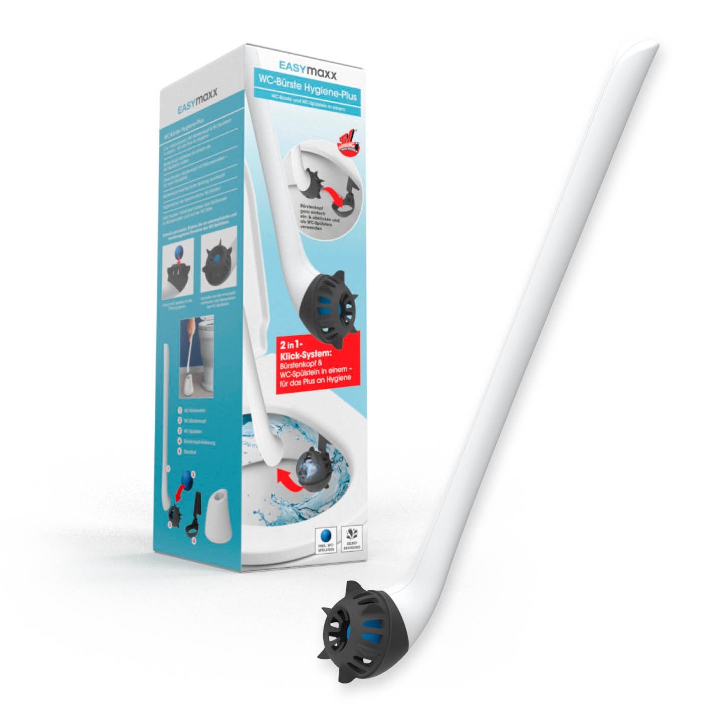 WC-Bürste - 2 in 1-Klick-System - weiß/schwarz