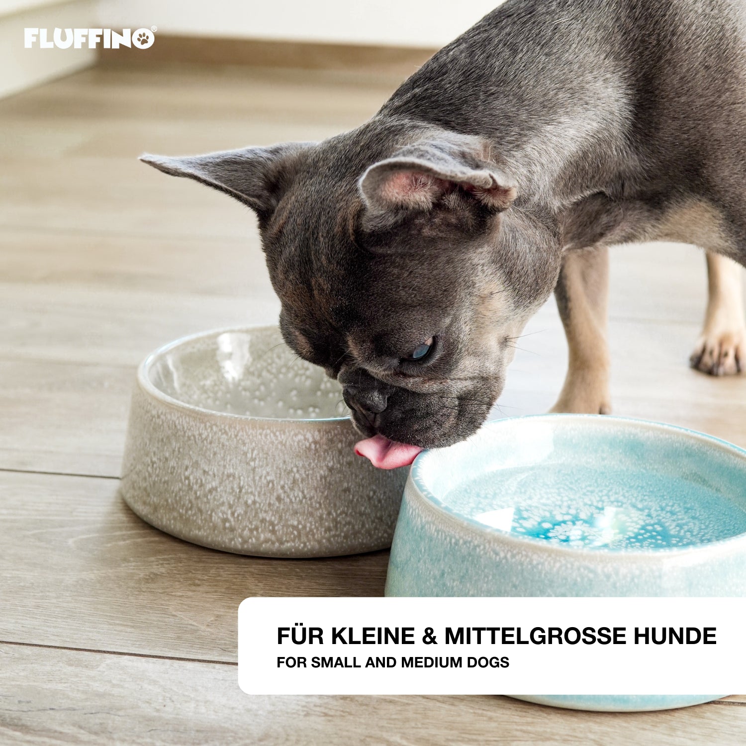 Hundenapf / Futternapf Keramik - 800 ml - Grau, handgefertigt, lebensmittelecht, spülmaschinenfest, für kleine und mittelgroße Hunde.