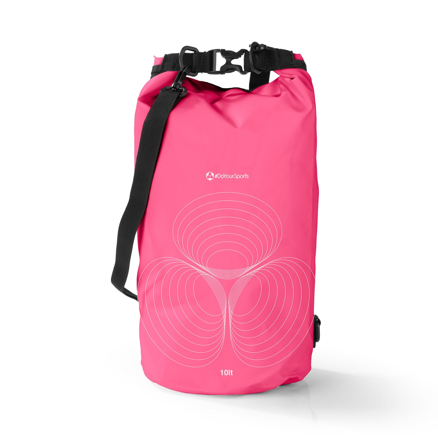 Dry Bag 10L - Pink, wasserdichter Outdoor-Rucksack mit Rolltop-Verschluss, verstellbarem Schultergurt und robusten Schnallen.