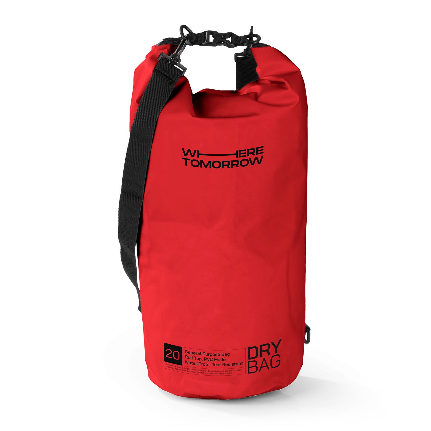 Dry Bag 20L - Style 01 - Rot, wasserdichter, robuster Outdoor-Rucksack mit verstellbarem Schultergurt und Rolltop-Verschluss, ideal für Abenteuer.