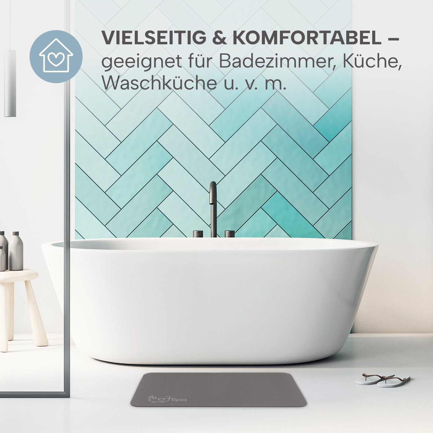 Badematte Spa - 60 x 90 cm - Dunkelgrau