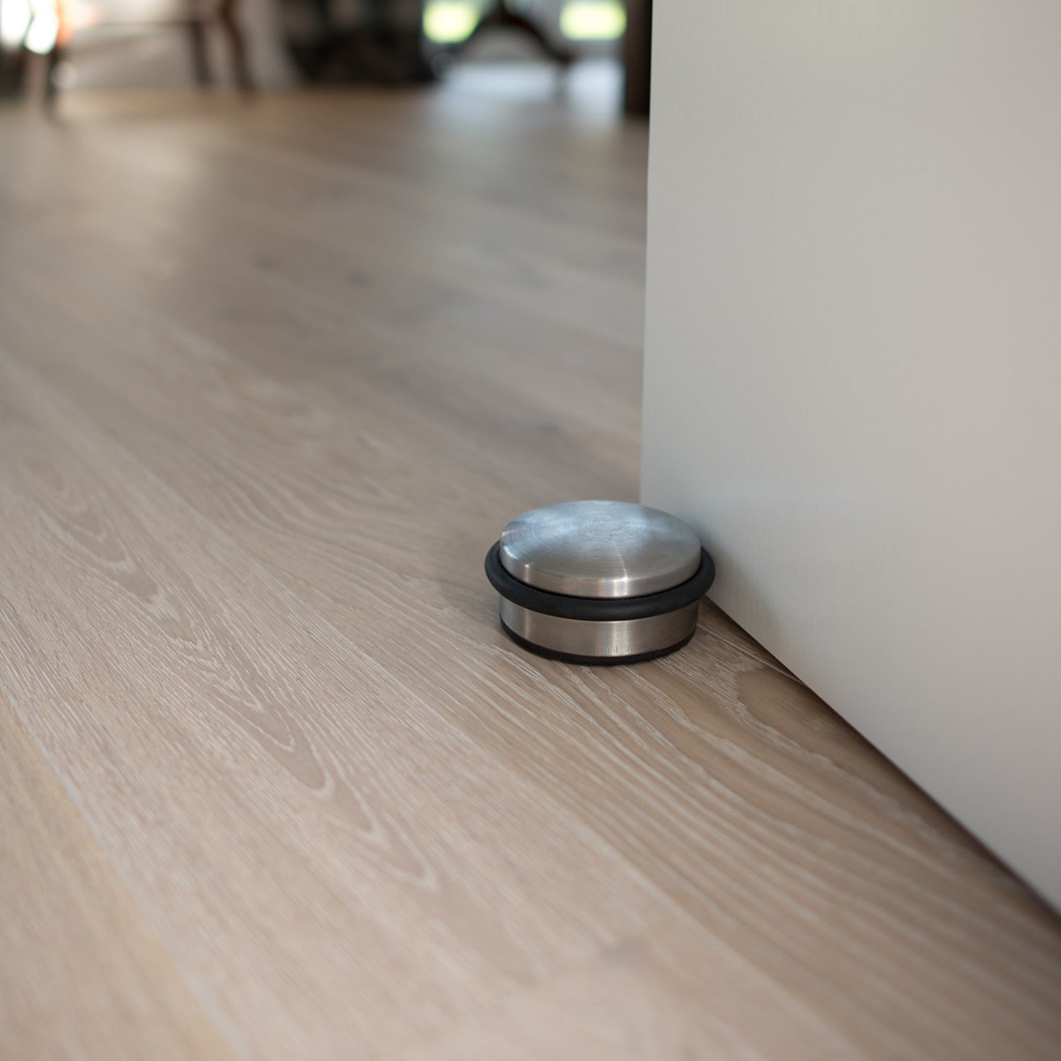 Edelstahl Türstopper Chrom-Design flach - 4 Stück, schwer, mit Gummifläche ideal für jeden Boden.