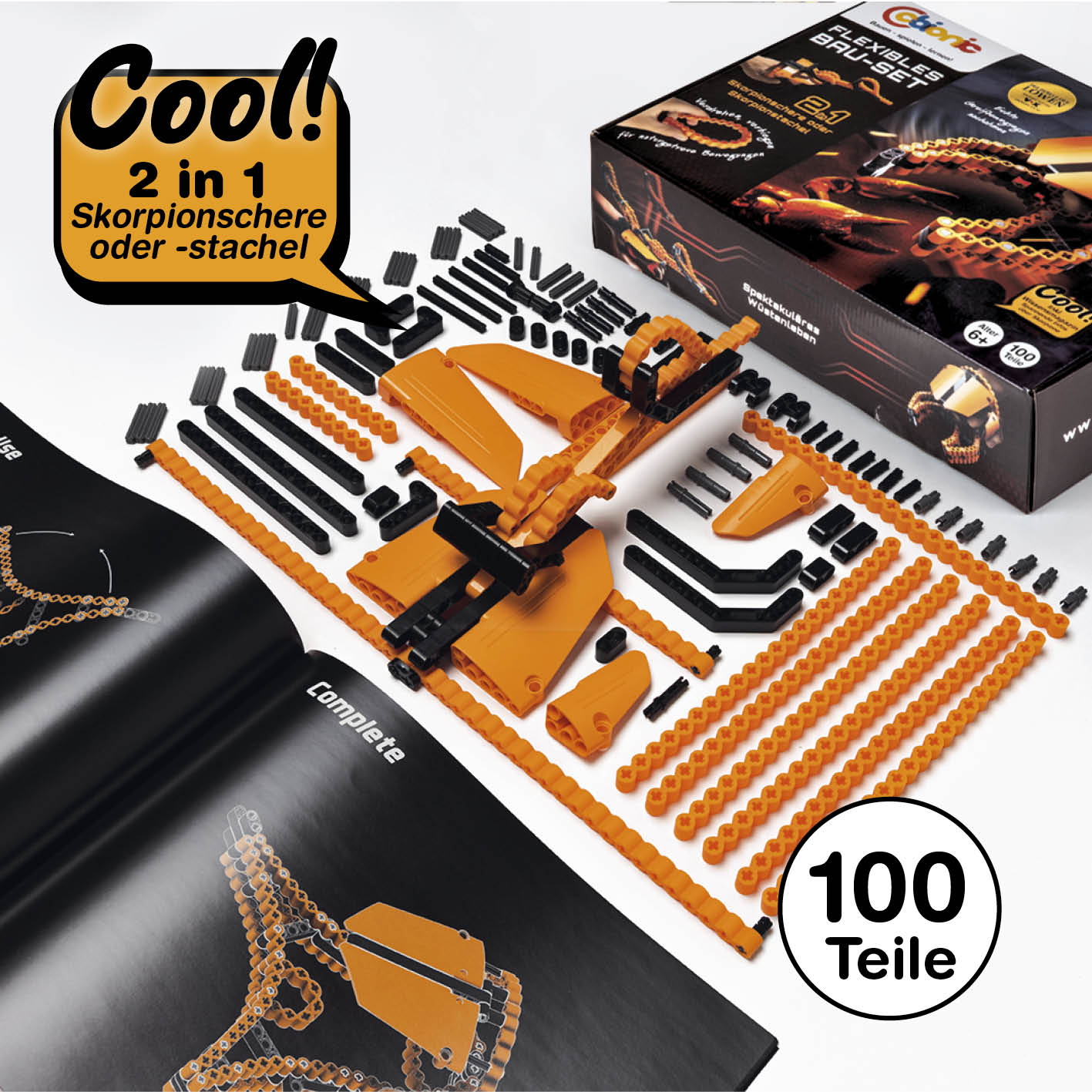Baustein-Set "Skorpion & Seepferdchen" - 2er-Set mit 100 flexiblen Bausteinen für kreative, dynamische Natur-Nachbildungen.