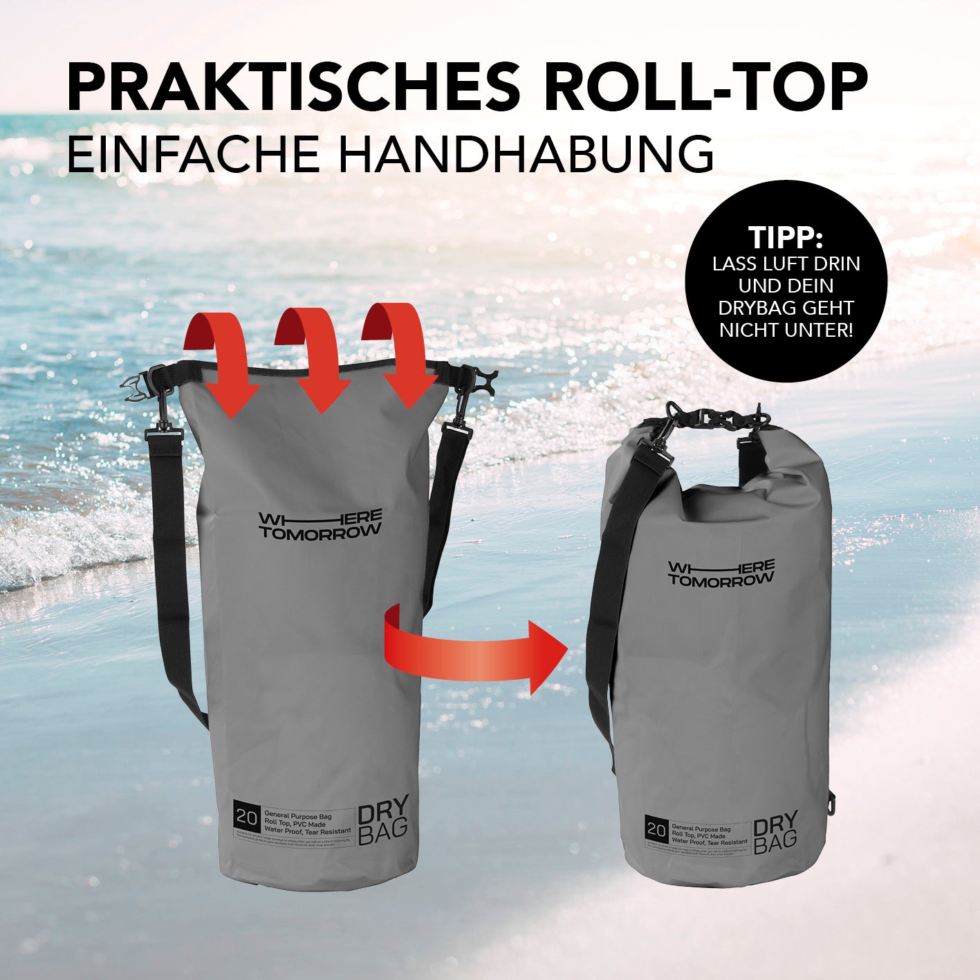 Dry Bag 20L - Style 01 - Grau