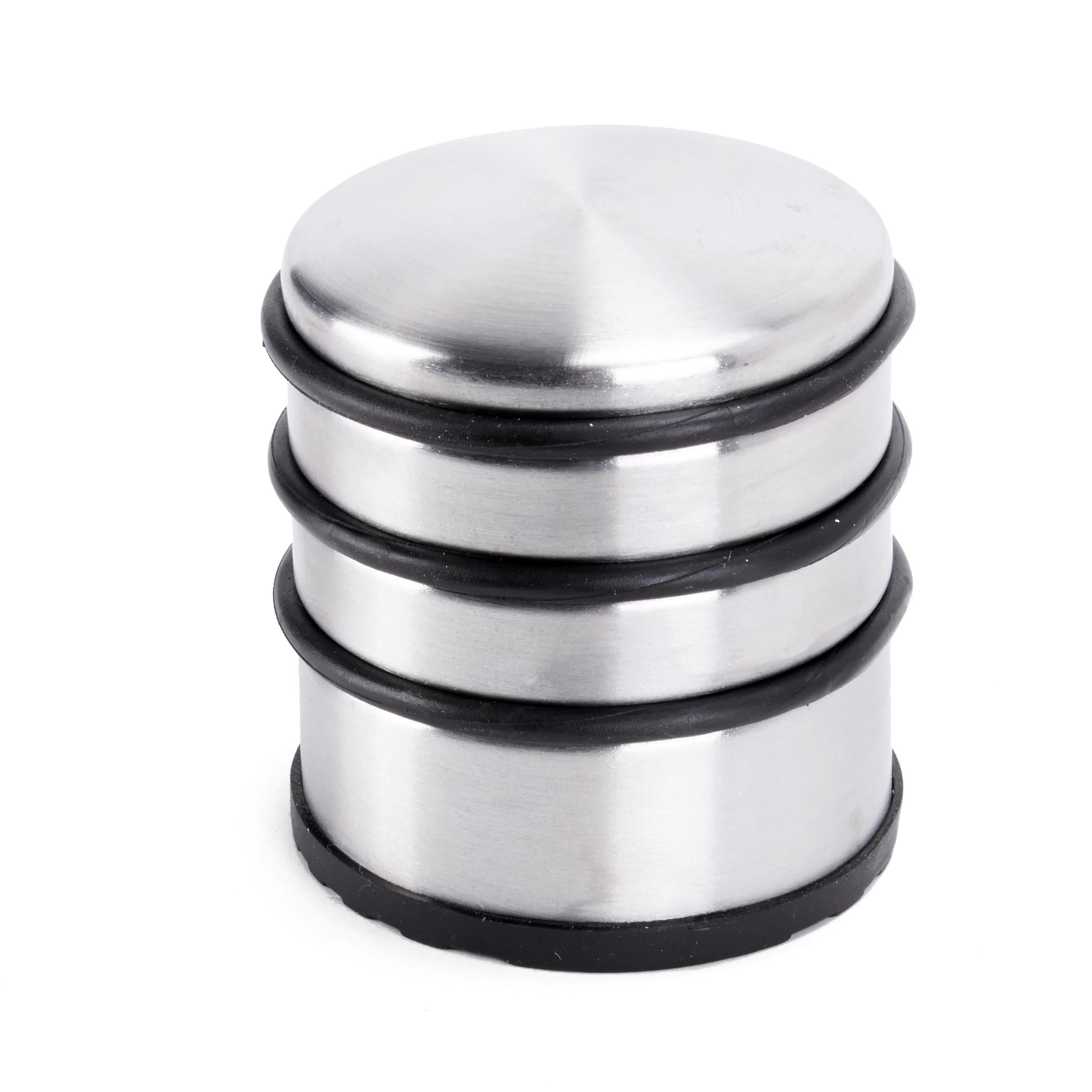 Edelstahl Türstopper Chrom-Design hoch 8 Stück mit drei Gummiringen und rutschfester Gummifläche, schwere Ausführung für jeden Boden.
