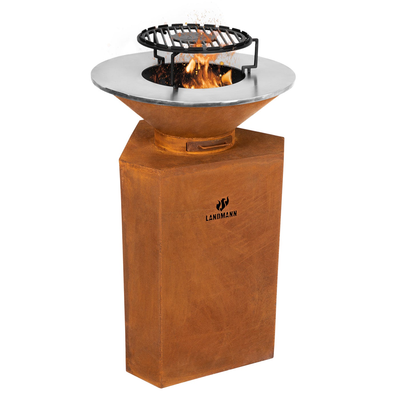 Feuerschale aus Cortenstahl mit Standfuß - 60 cm