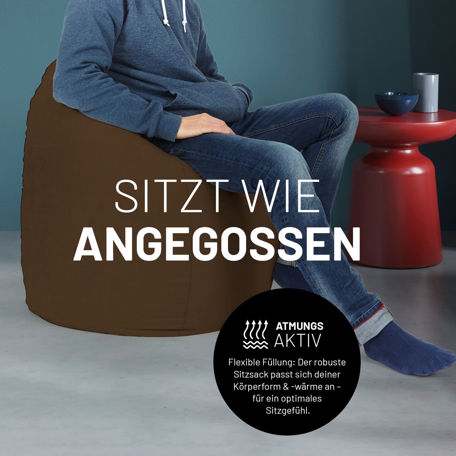 Luxury XL Sitzsack (120 L) - indoor - Braun