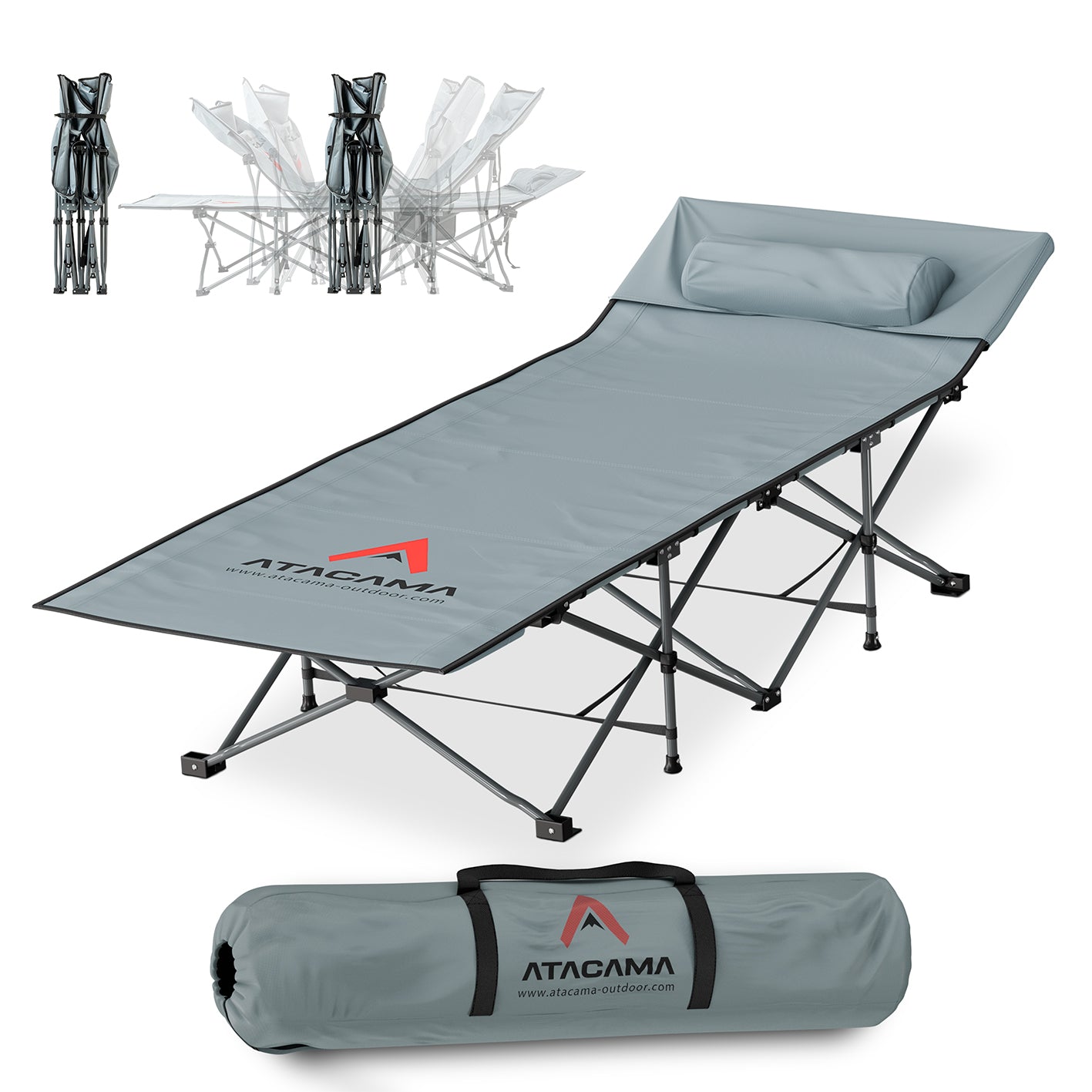 Campingbett mit Matratze - 190 x 68 x 38 cm, klappbar, mit rostfreiem Stahlrahmen und Tragetasche, ideal für Outdoor und Camping.