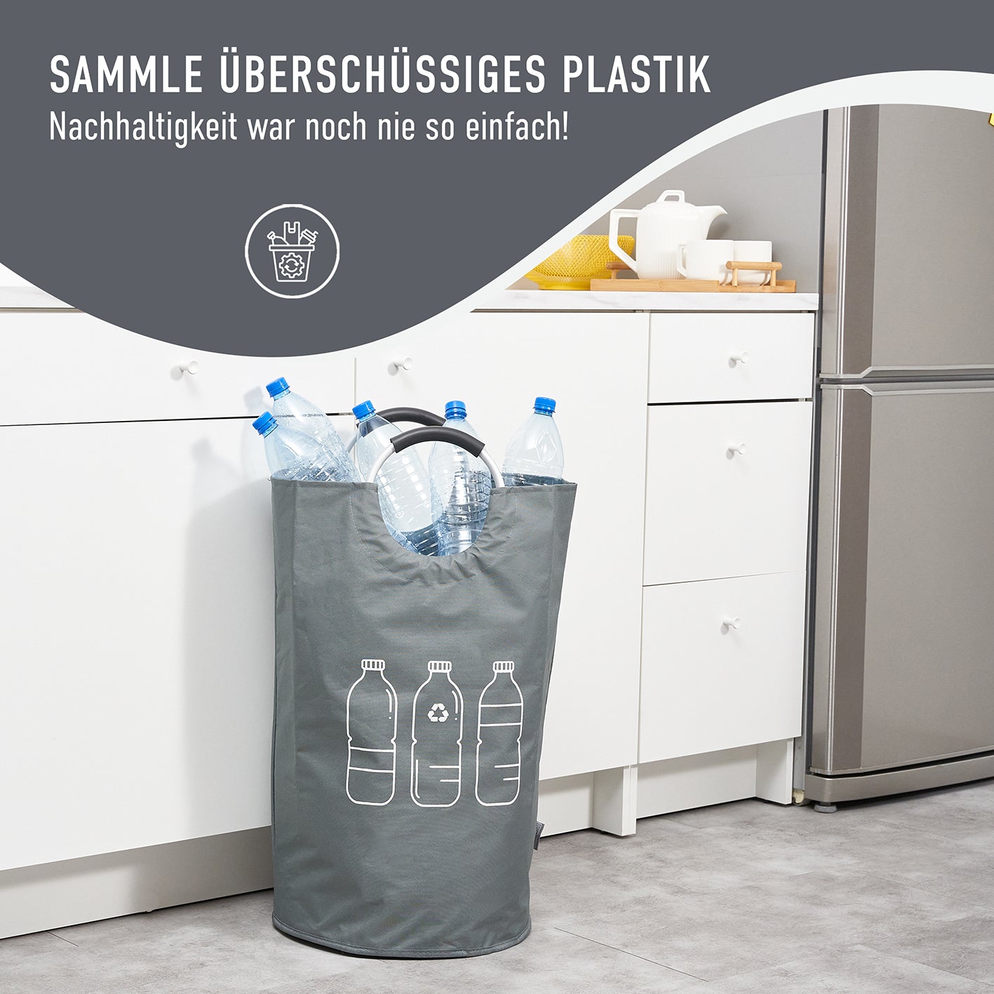 Faltbarer Pfandflaschen Sammelbehälter - Grau
