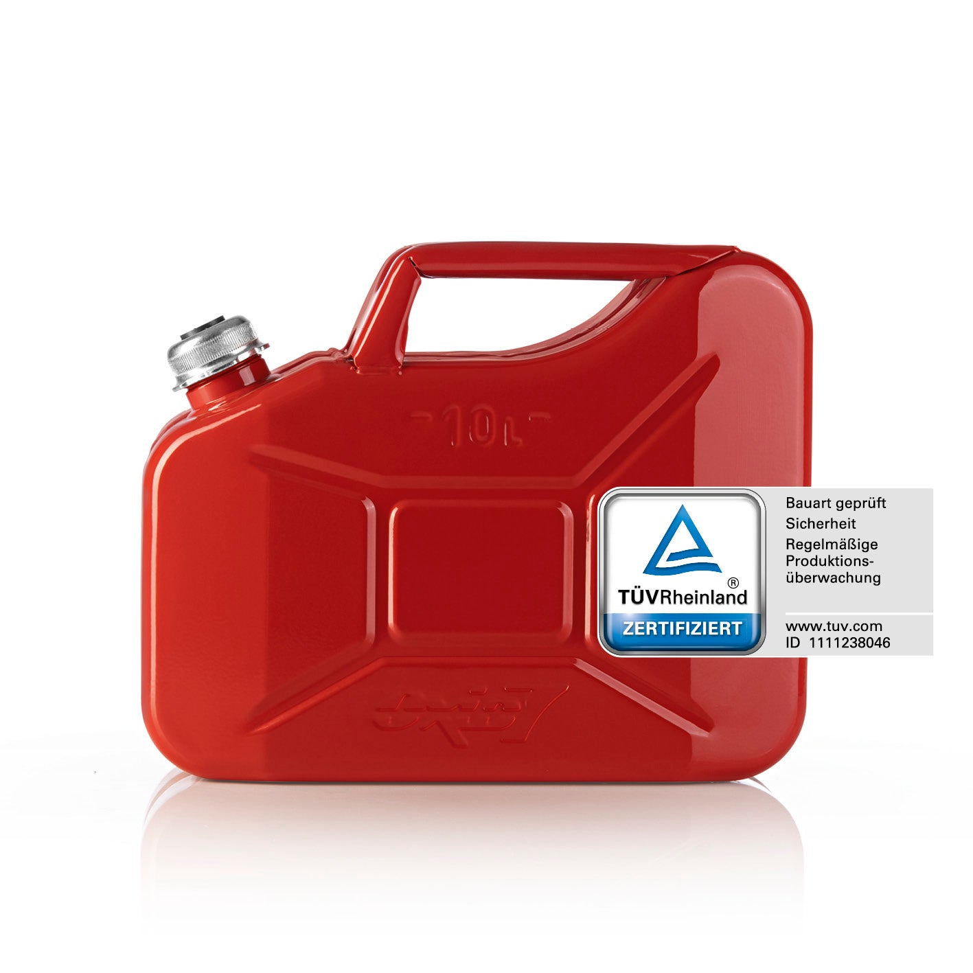 Kraftstoffkanister Metall mit Schraubverschluss - 10 Liter - Rot, TÜV zertifizierter, robuster und korrosionsgeschützter Benzinkanister aus Metall.