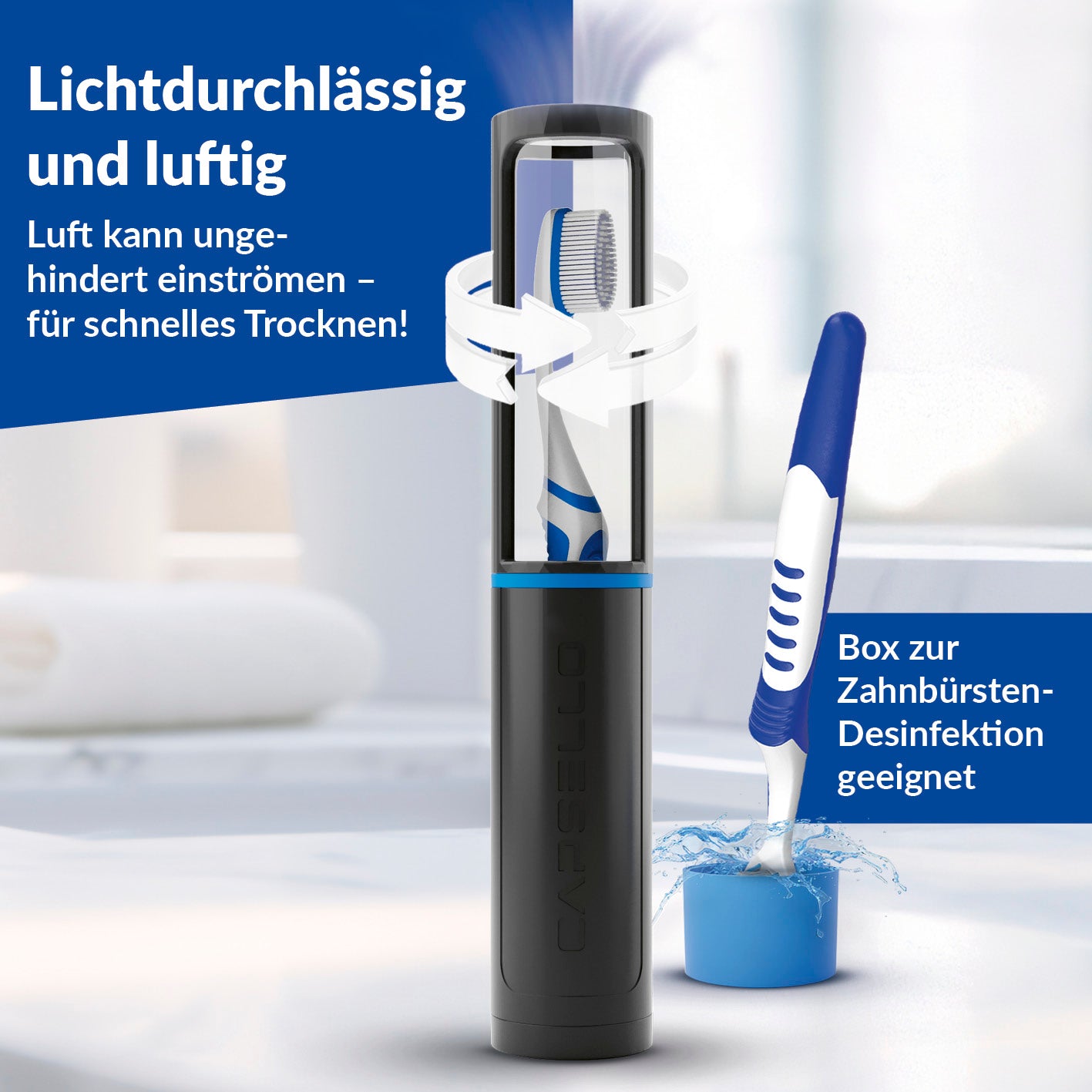 Zahnbürstenbox - schwarz - 2er-Set