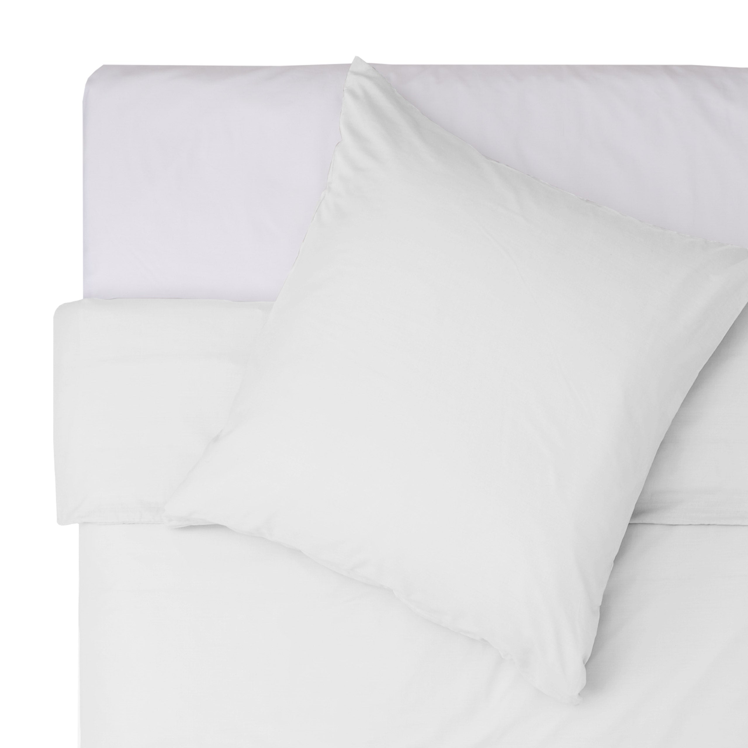 Premium Bettwäsche Everyday - Ganzjahres Bettbezug 155x200 cm & Kissenbezug 80x80 cm in Weiß, weiche Polycotton-Qualität.