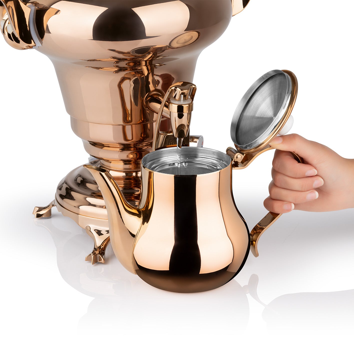 Samowar Rebecca mit Dispenser - Edelstahl/rose